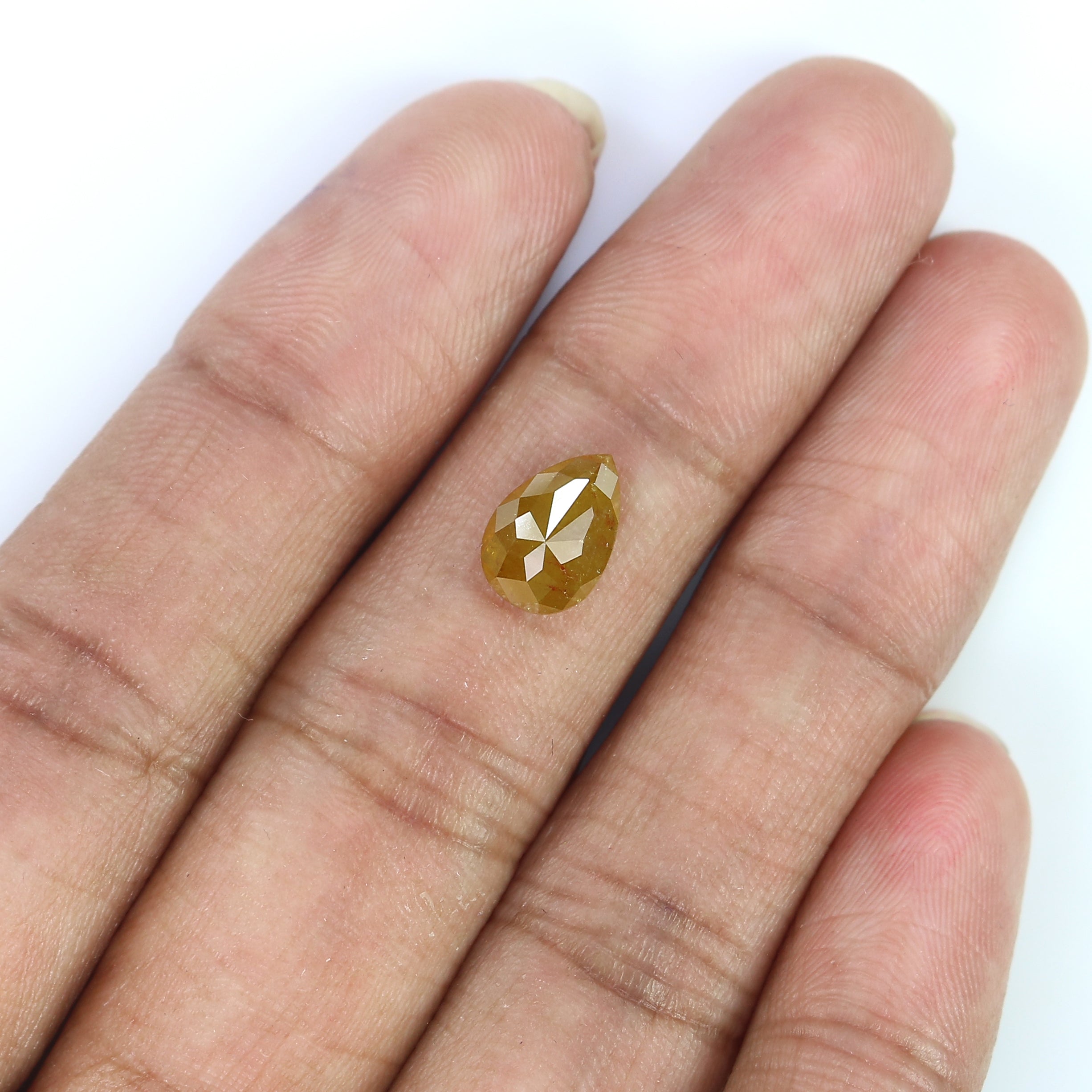 1.60 CT Natural Loose Pear Shape Diamond Yellow Color Pear Shape Diamond 9.40 MM Natural Loose Yellow Diamond Pear Rose Cut Diamond QK2263