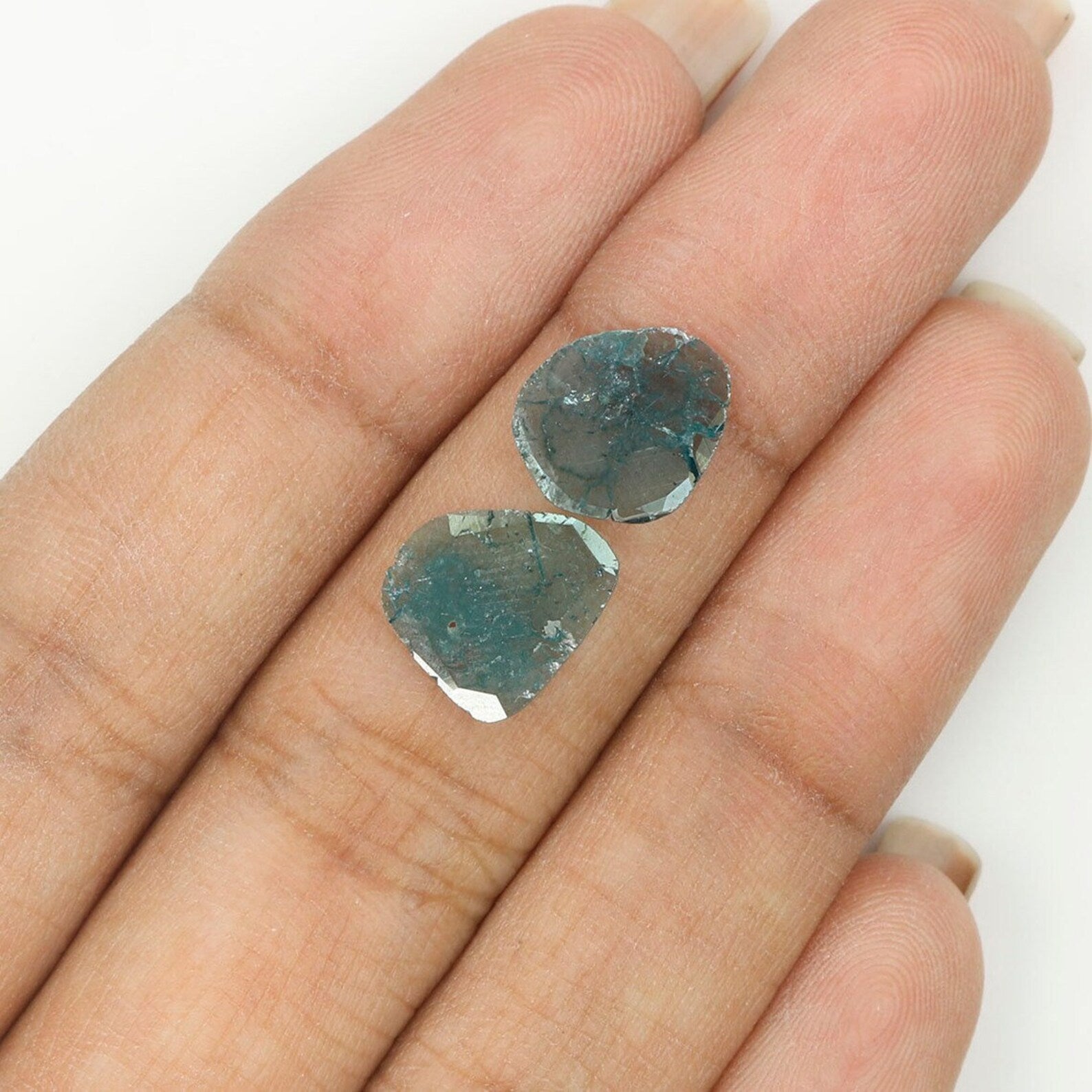 1.25 CT Natural Loose Slice Cut Diamond Blue Color Slice Diamond 10.00 MM Natural Loose Diamond Blue Color Slice Cut Diamond NQ1267