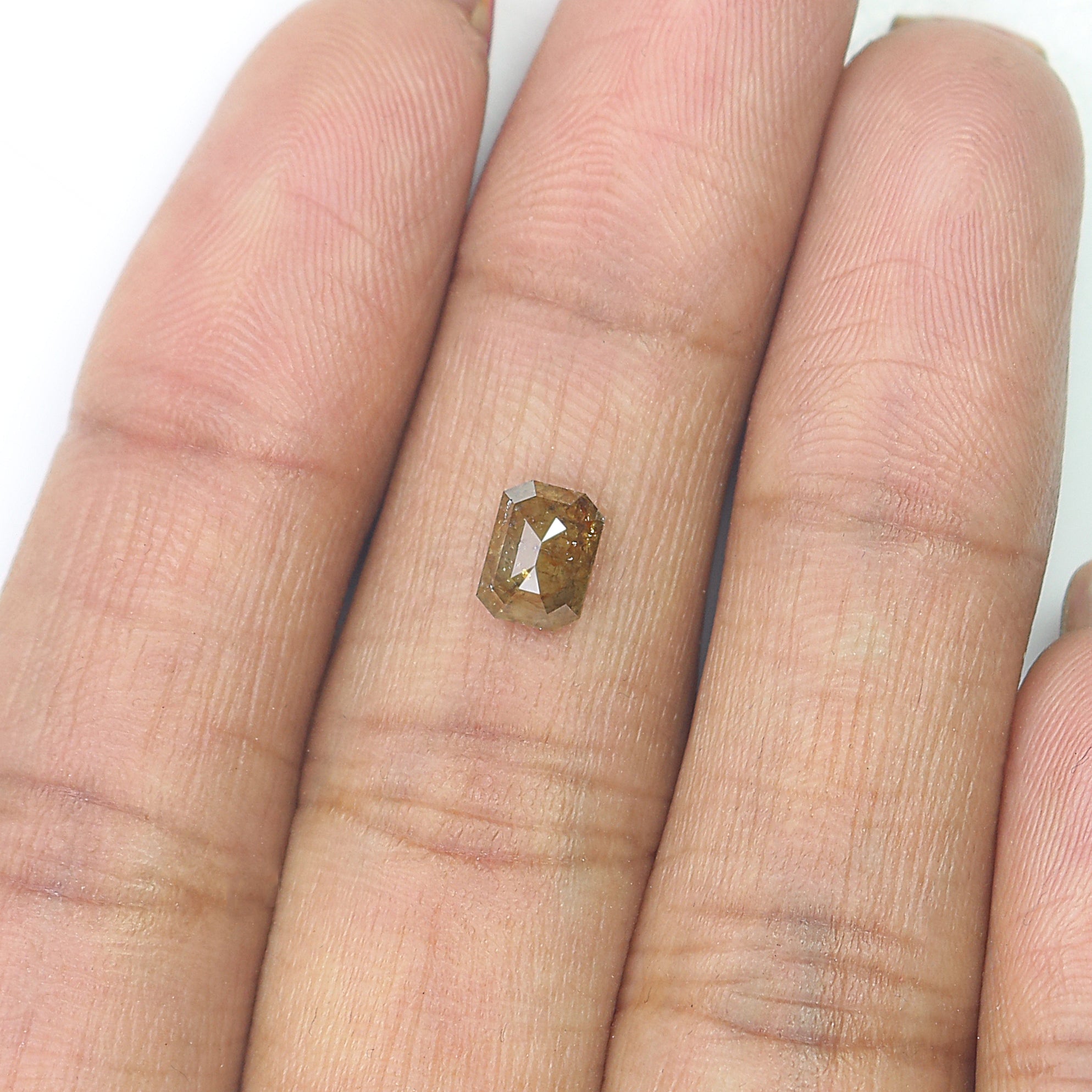 0.71 Ct Natural Loose Emerald Cut Diamond Green Brown Color Emerald Shape Diamond 6.35 MM Natural Loose Diamond Emerald Shape Diamond QL496