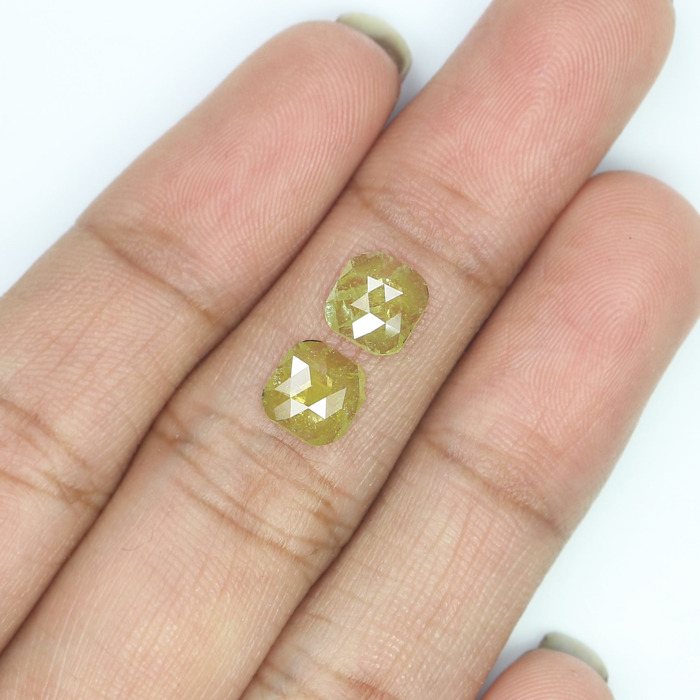 1.24 CT Natural Loose Cushion Shape Pair Diamond Yellow Color Cushion Rose Cut Diamond 6.25 MM Natural Loose Cushion Cut Pair Diamond LQ2988