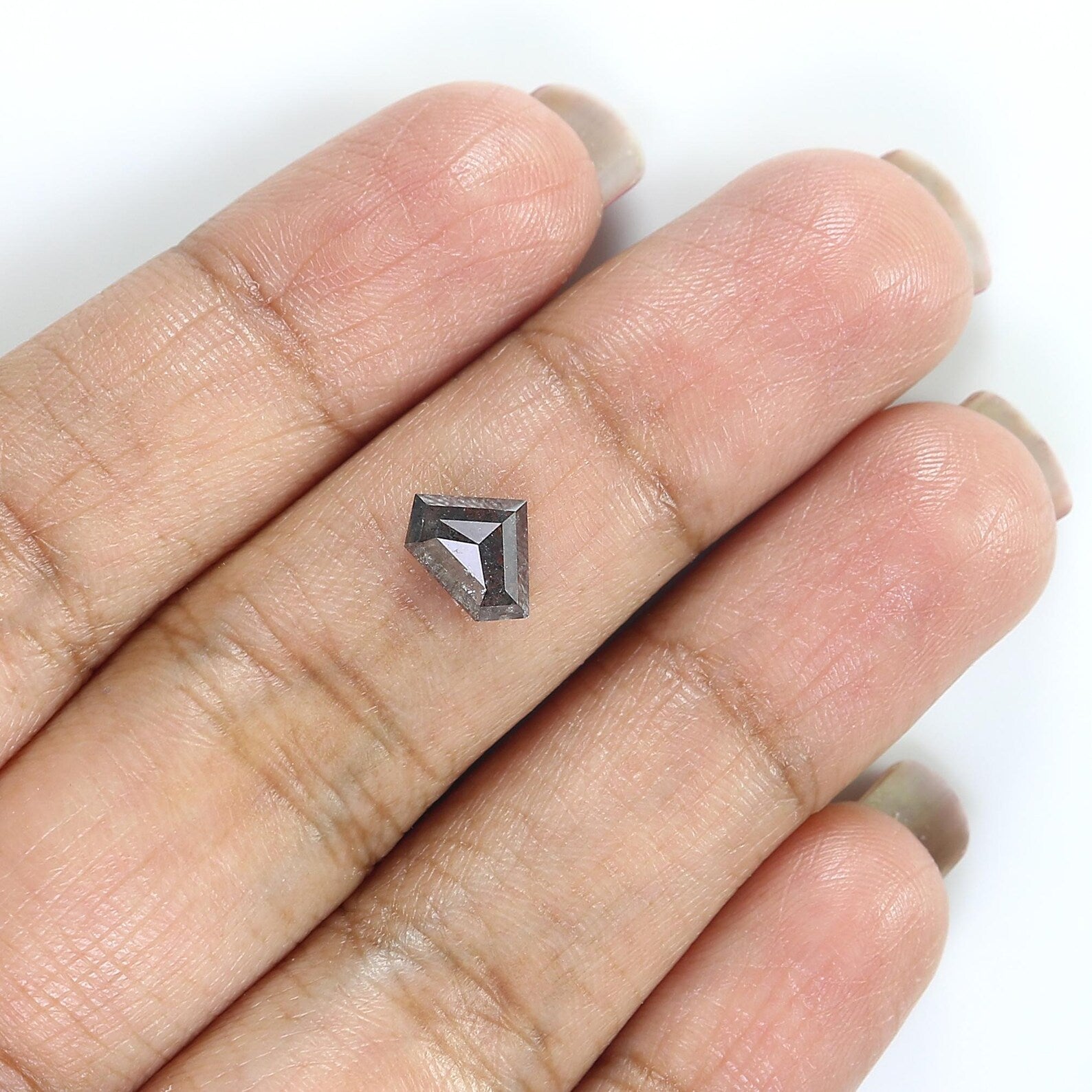 1.12 CT Natural Loose Shield Shape Diamond Salt And Pepper Shield Cut Diamond 6.05 MM Natural Diamond Shield Rose Cut Diamond QN1274