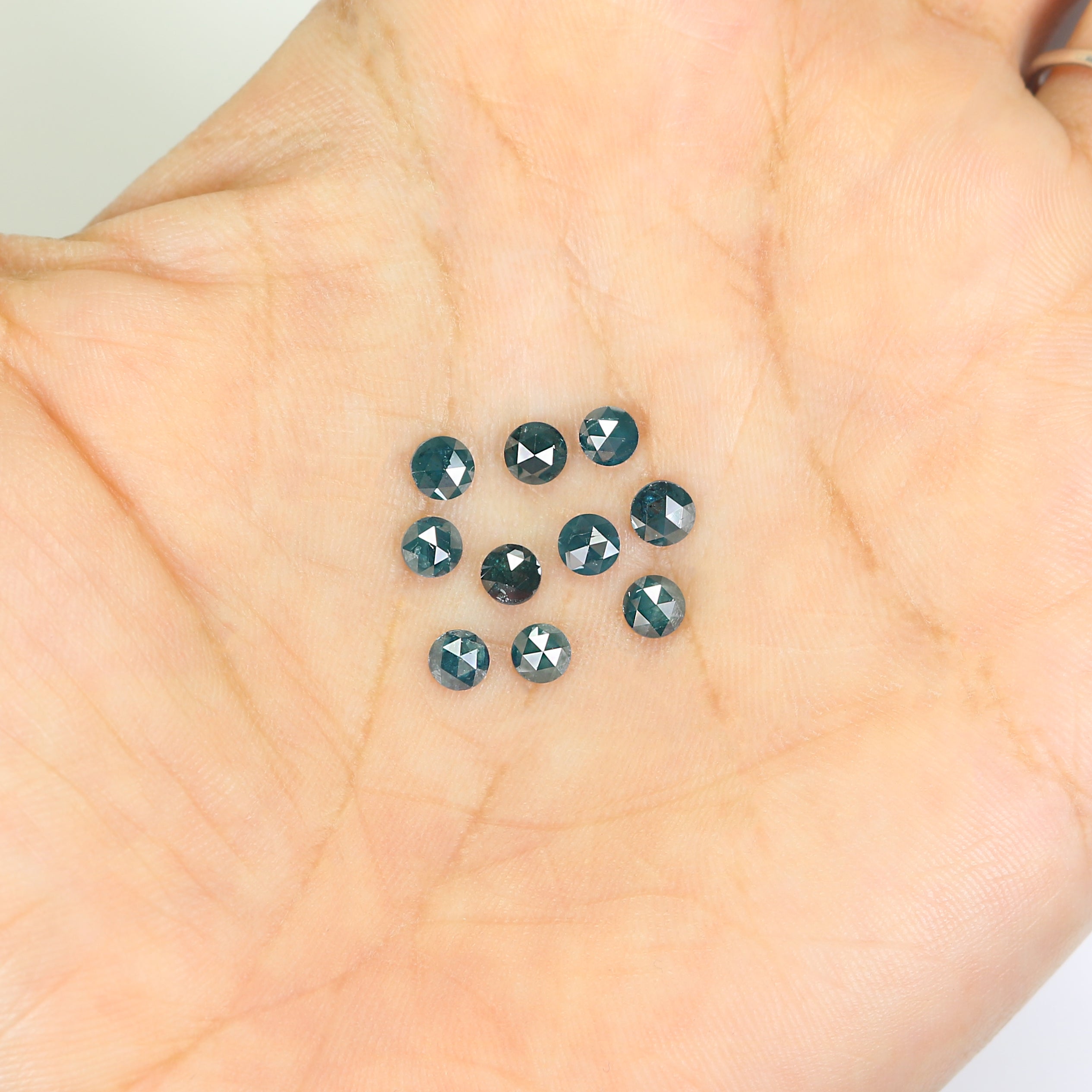 2.03 CT Natural Loose Round Rose Cut Diamond Blue Color Round Cut Diamond 3.55 MM Natural Loose Blue Diamond Round Rose Cut Diamond L2414