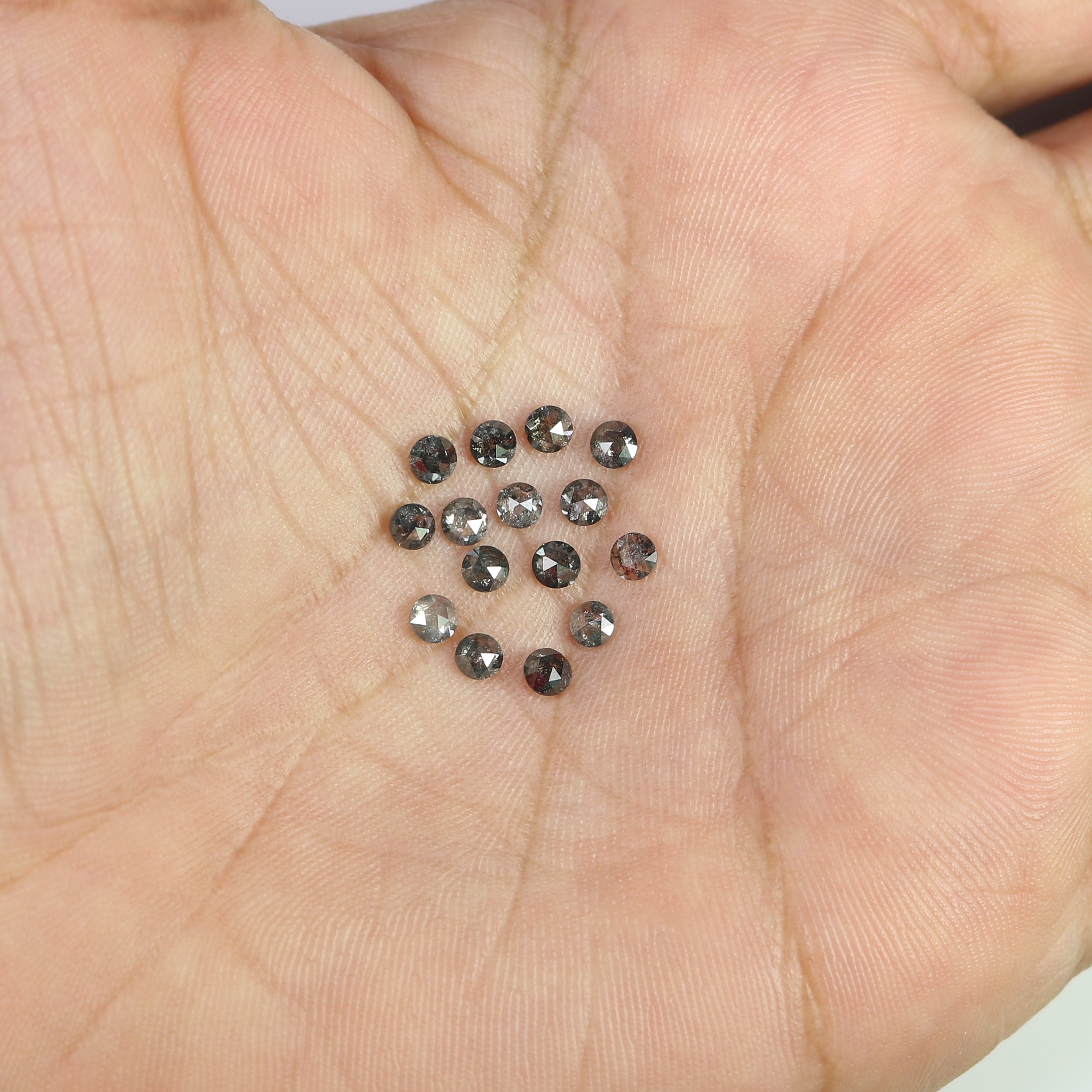 1.45 Ct Natural Loose Round Rose Cut Diamond Salt And Pepper Round Shape Diamond 2.70 MM Natural Black Grey Color Rose Cut Diamond L1822