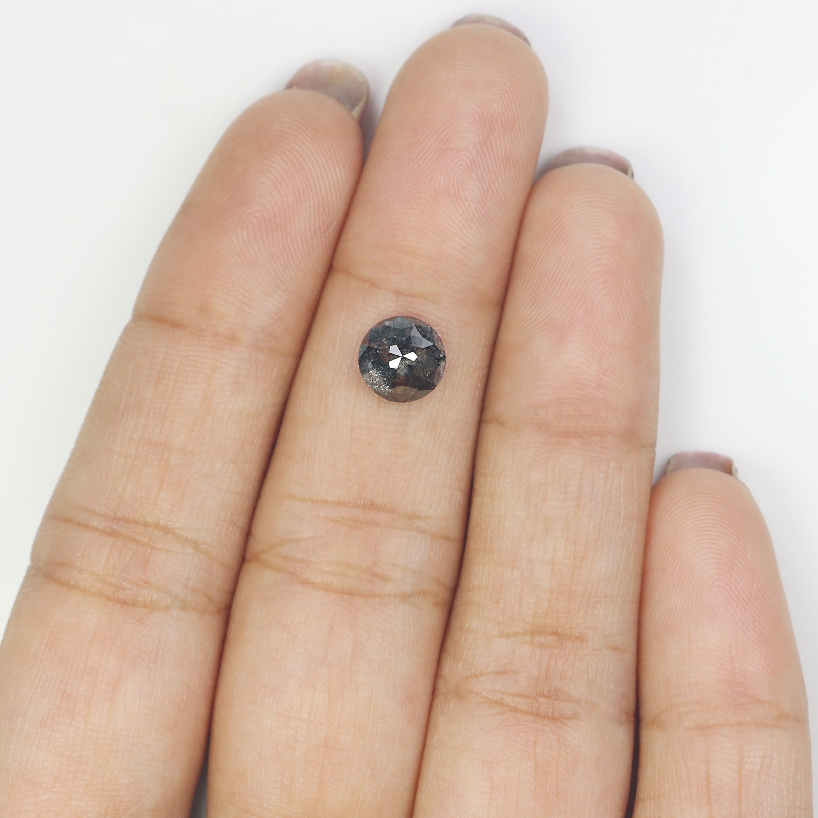 1.23 Ct Natural Loose Round Rose Cut Diamond Black Color Rose Cut Diamond 6.80 MM Natural Loose Salt And Pepper Rose Cut Diamond LQ1167