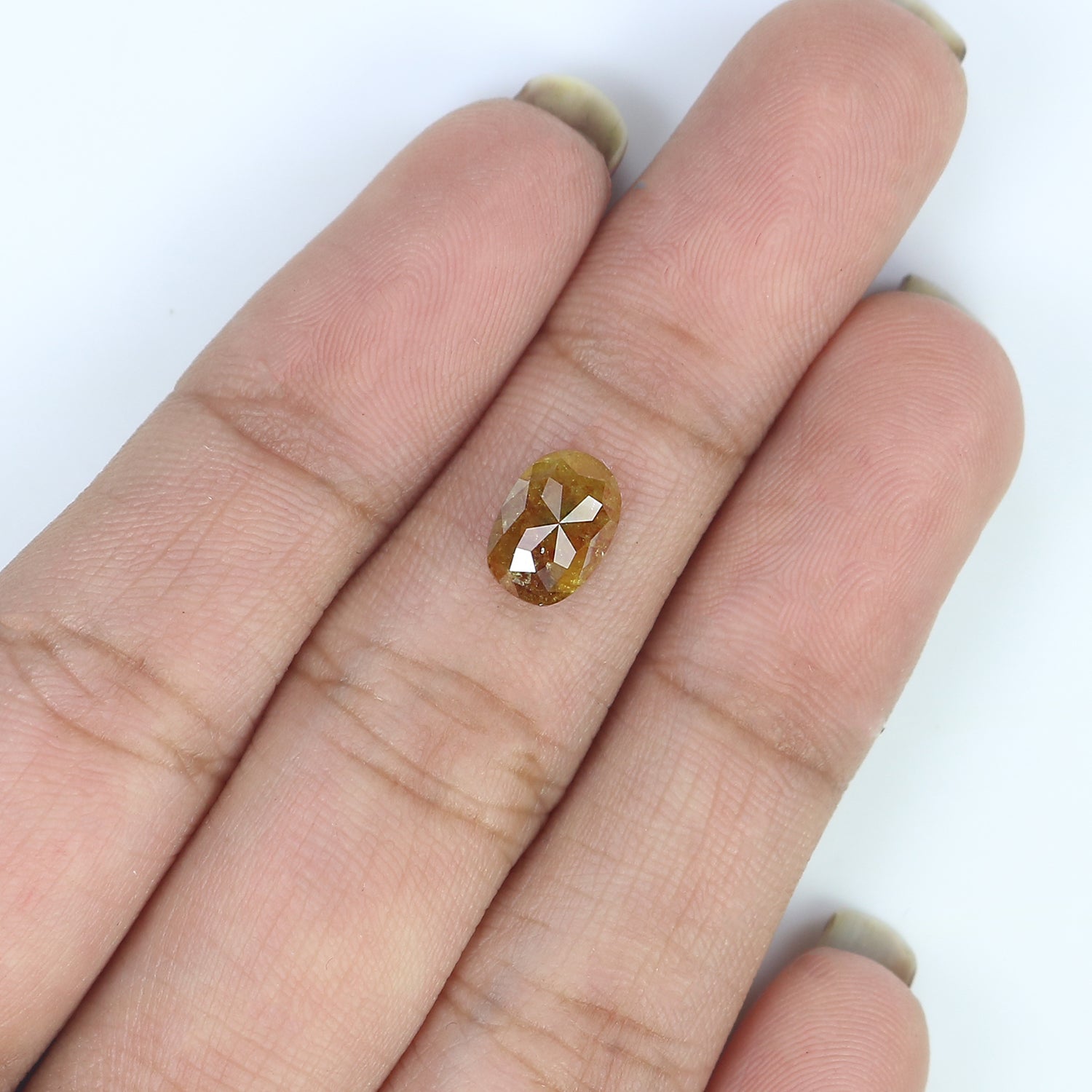 1.09 CT Natural Loose Oval Shape Diamond Yellow Color Oval Cut Diamond 7.95 MM Natural Brown Color Diamond Oval Rose Cut Diamond LQ9919