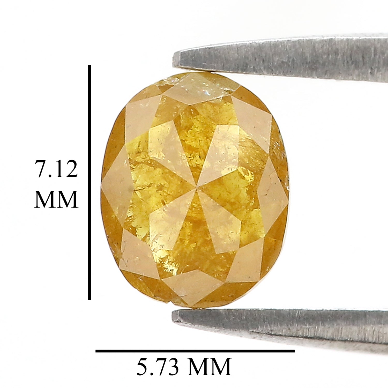 Natural Oval Yellow Diamond 1.03 CT Loose Rose Cut Yellow Stone 7.10 MM Rustic Diamond Oval Diamond For Custom Engagement Ring L3642