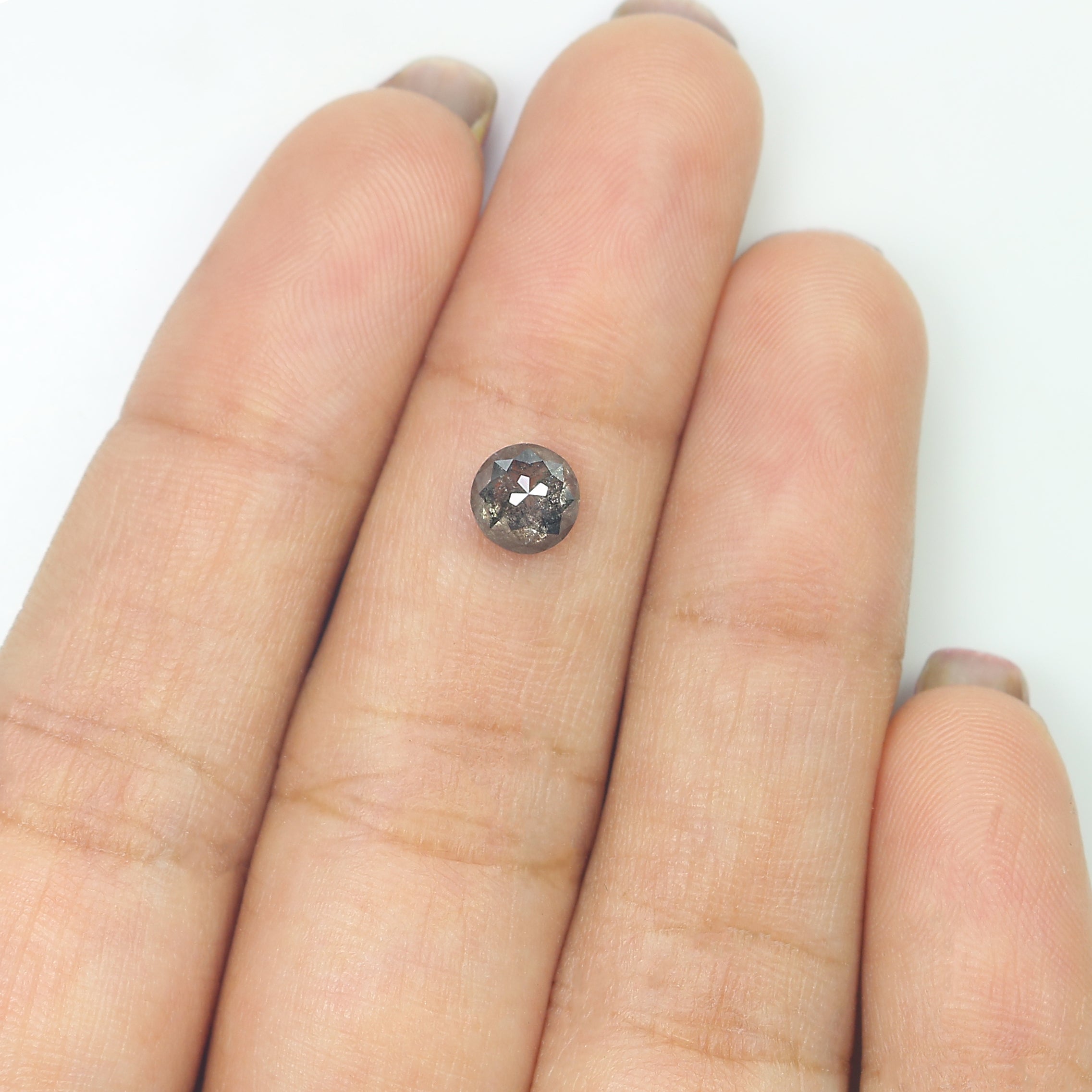 0.89 CT Natural Loose Round Rose Cut Diamond Salt And Pepper Round Diamond 5.60 MM Natural Loose Black Grey Round Rose Cut Diamond LQ1893
