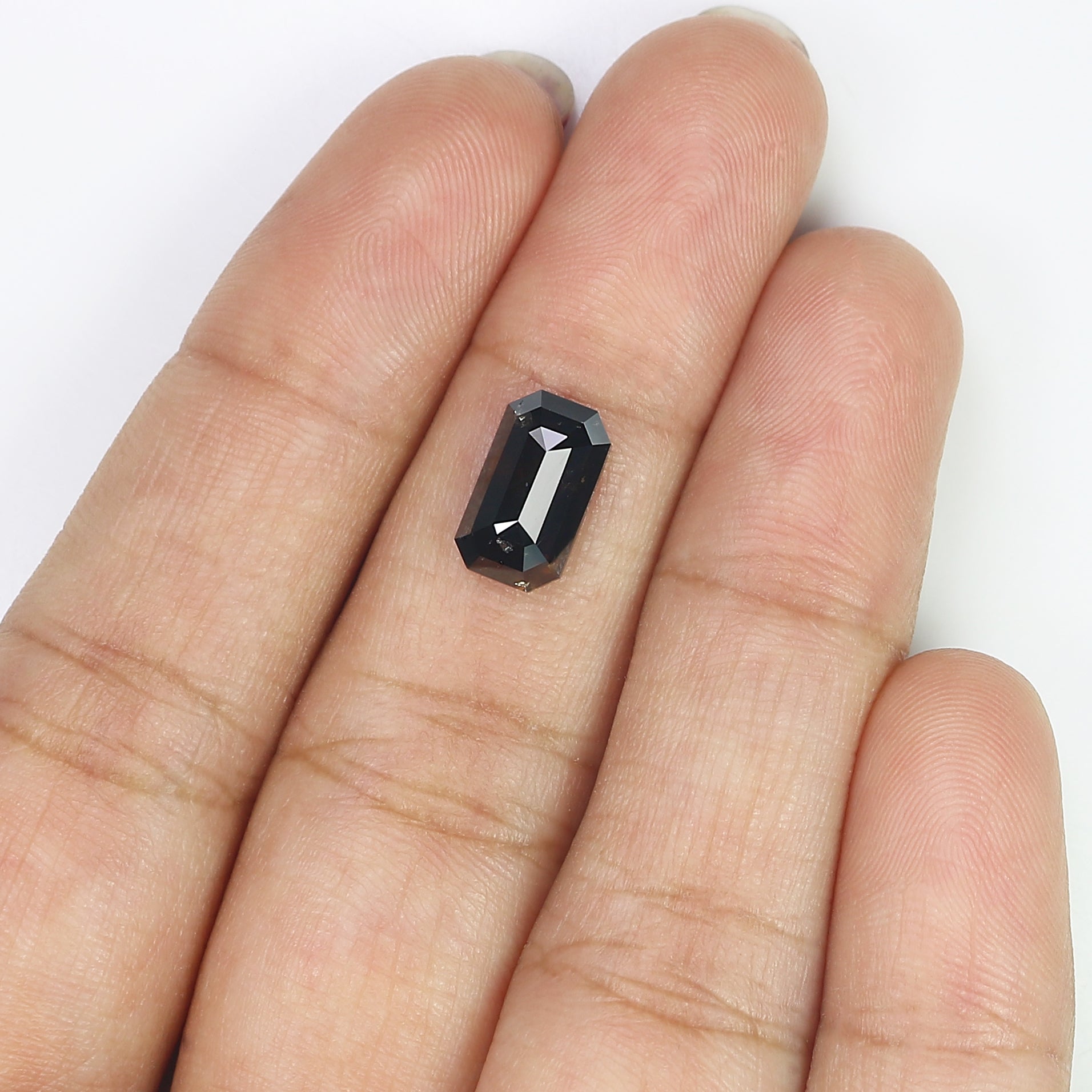 2.16 CT Natural Loose Emerald Shape Diamond Black Color Emerald Cut Diamond 10.10 MM Natural Brown Diamond Emerald Rose Cut Diamond LQ3372