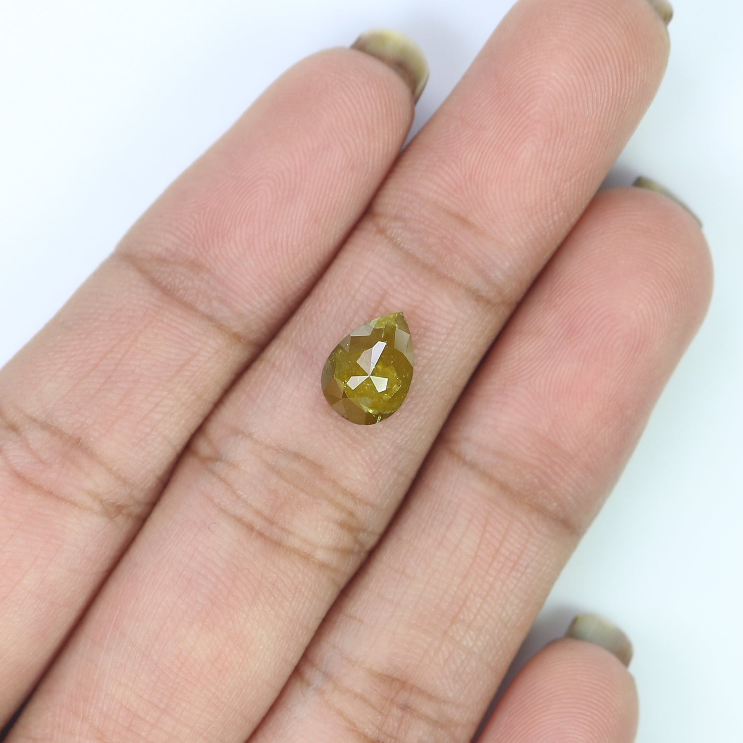1.46 CT Natural Loose Pear Shape Diamond Yellow Color Pear Cut Diamond 8.55 MM Natural Yellow Color Diamond Pear Rose Cut Diamond LQ9956