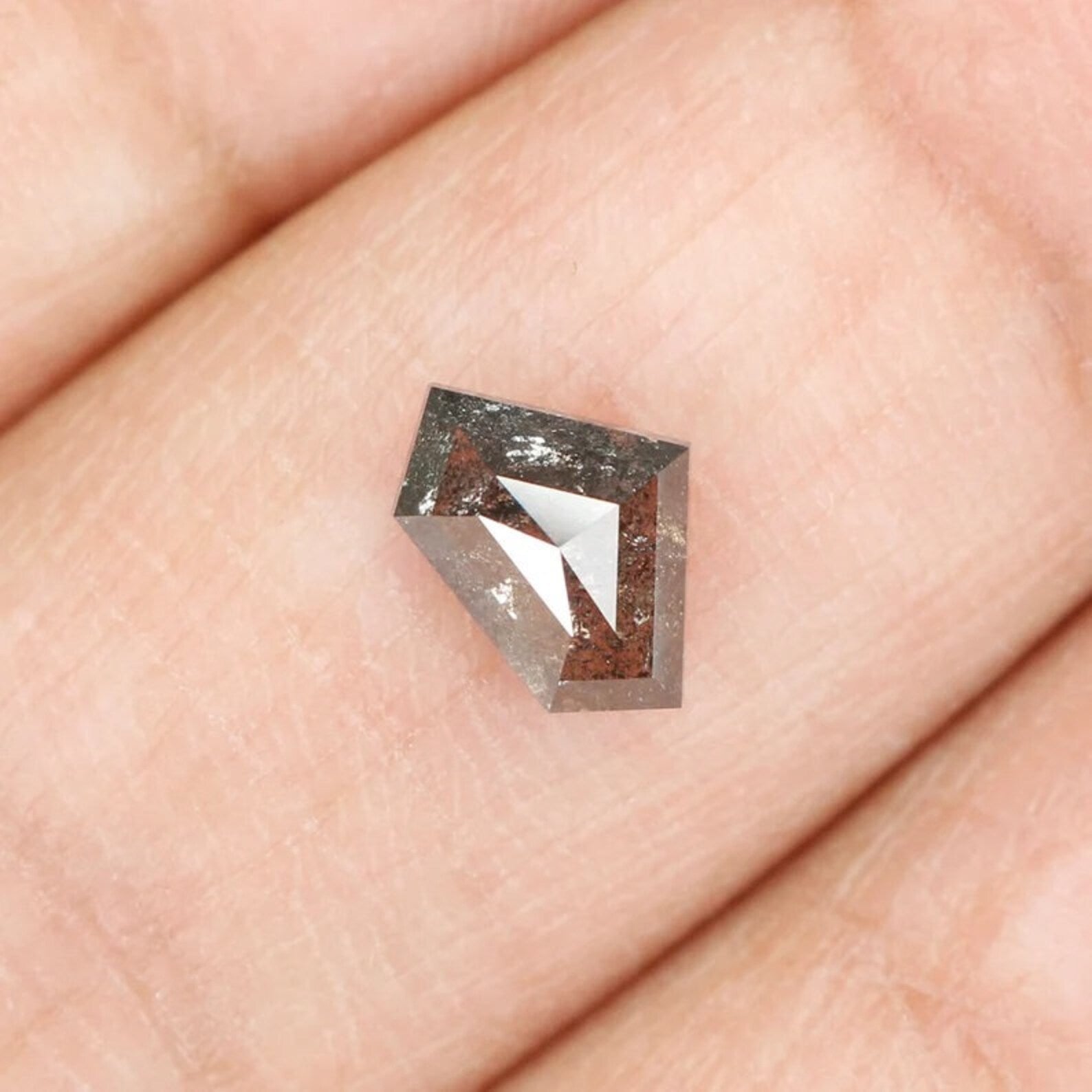 0.84 Ct Natural Loose Shield Cut Diamond Salt And Pepper Shield Diamond 5.20 MM Natural Loose Black Grey Color Shield Rose Cut Diamond QN943