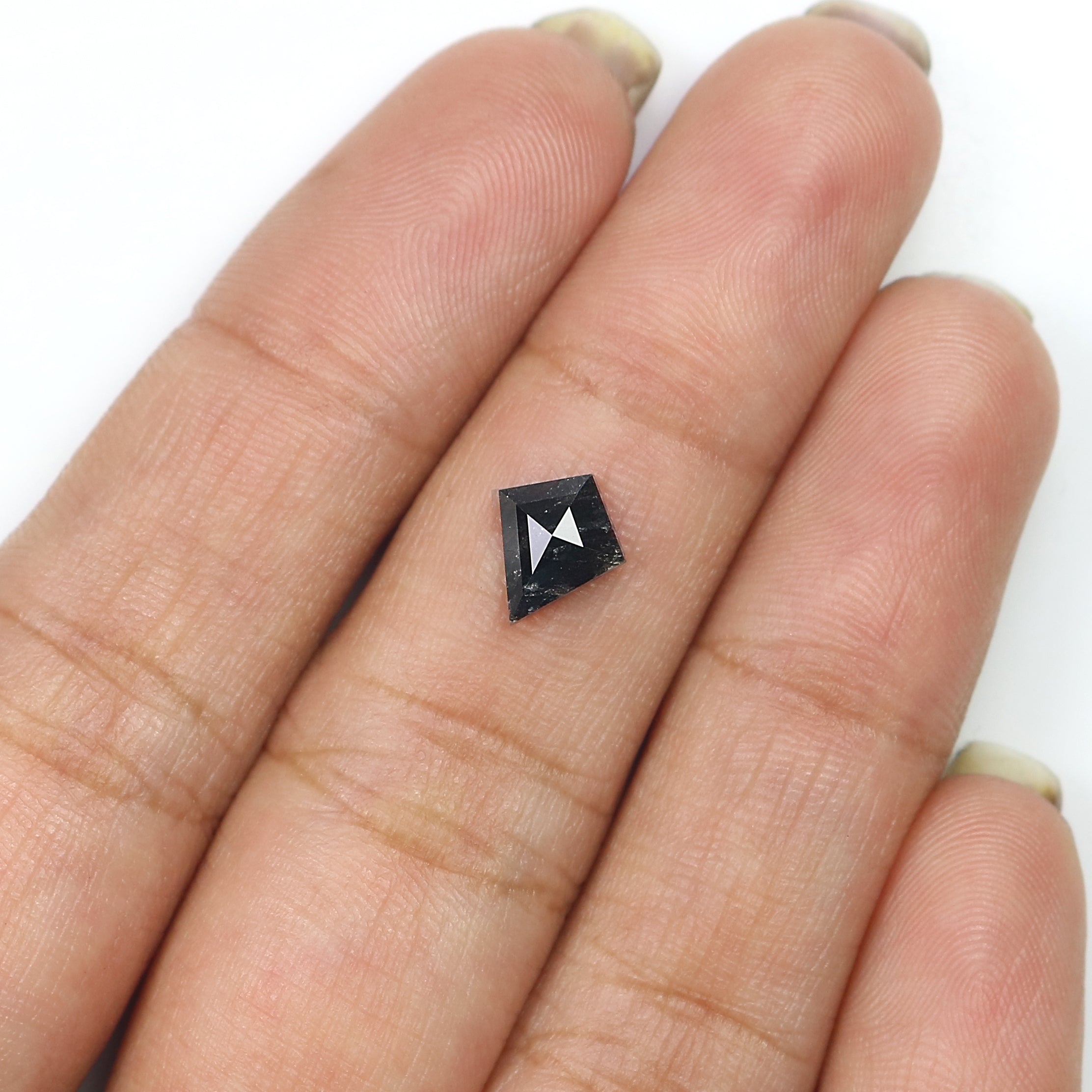 0.81 CT Natural Loose Kite Shape Diamond Salt And Pepper Kite Cut Diamond 8.20 MM Natural Loose Black Grey Color Kite Rose Cut Diamond L3409