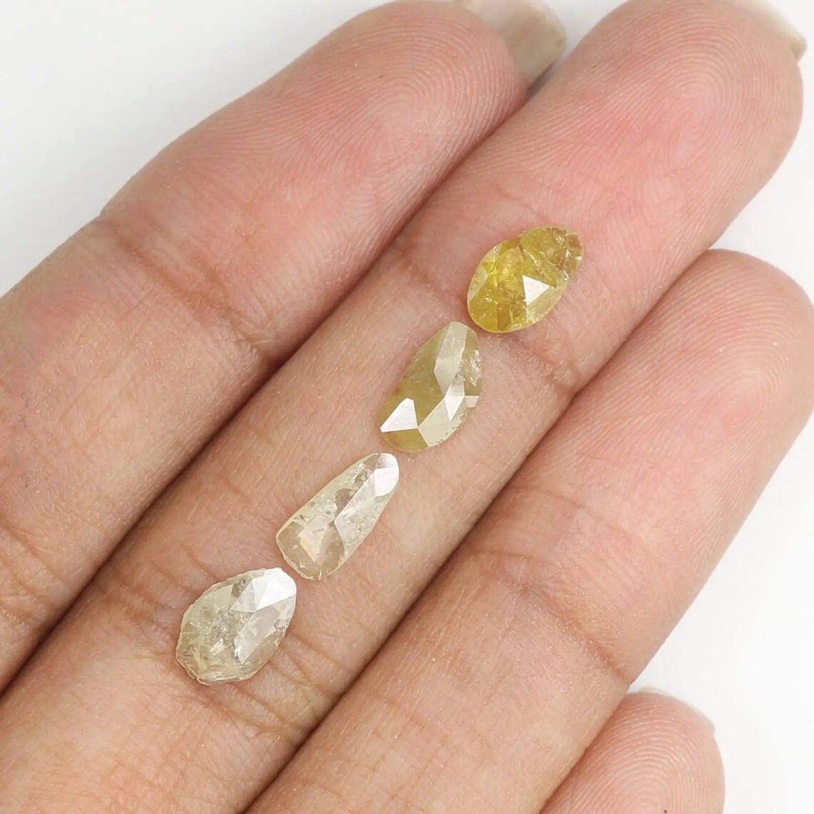 1.94 Ct Natural Loose Slice Shape Diamond Gray Color Slice Cut Diamond 7.65 MM Natural Diamond Yellow Color Slice Rose Cut Diamond NQ1192
