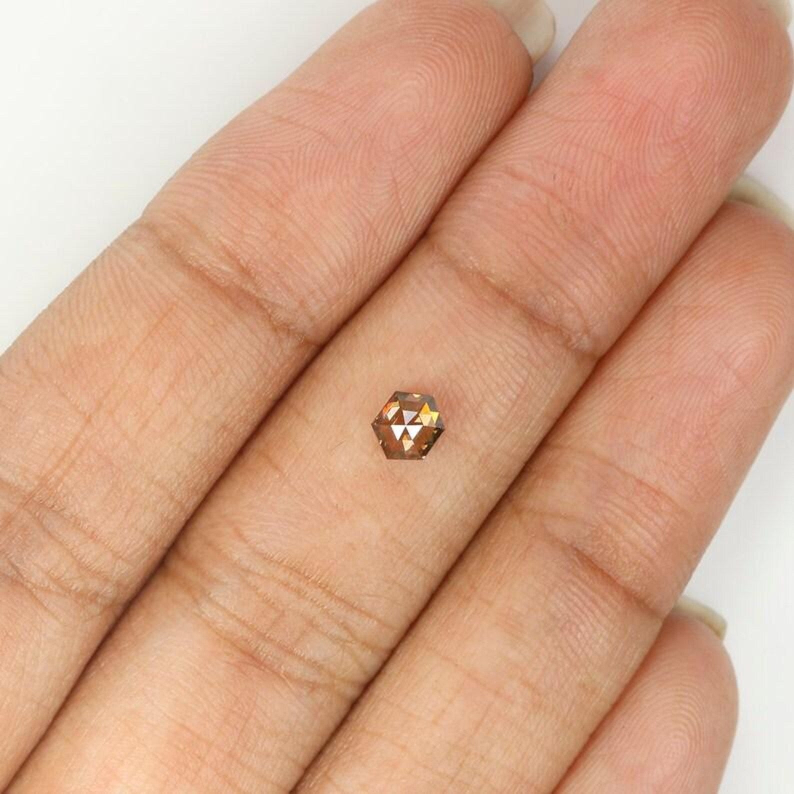 0.35 Ct Natural Loose Hexagon Shape Diamond Brown Color Hexagon Cut Diamond 4.65 MM Natural Loose Diamond Hexagon Rose Cut Diamond NQ1335