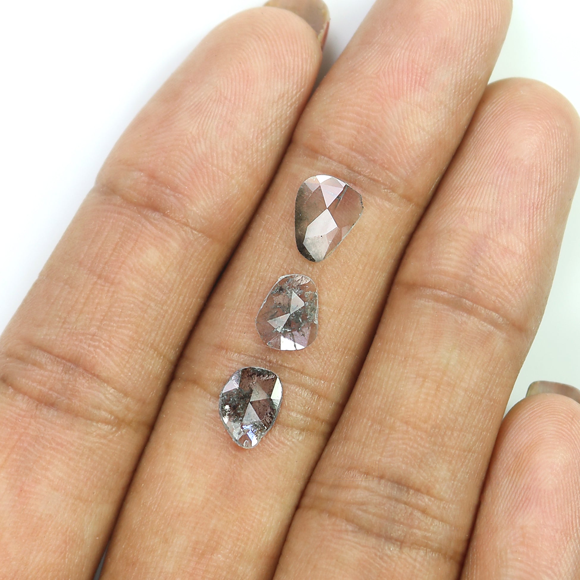 0.98 CT Natural Loose Slice Shape Diamond Salt And Pepper Slice Uncut Diamond 8.10 MM Natural Black Grey Diamond Irregular Cut Diamond L3616