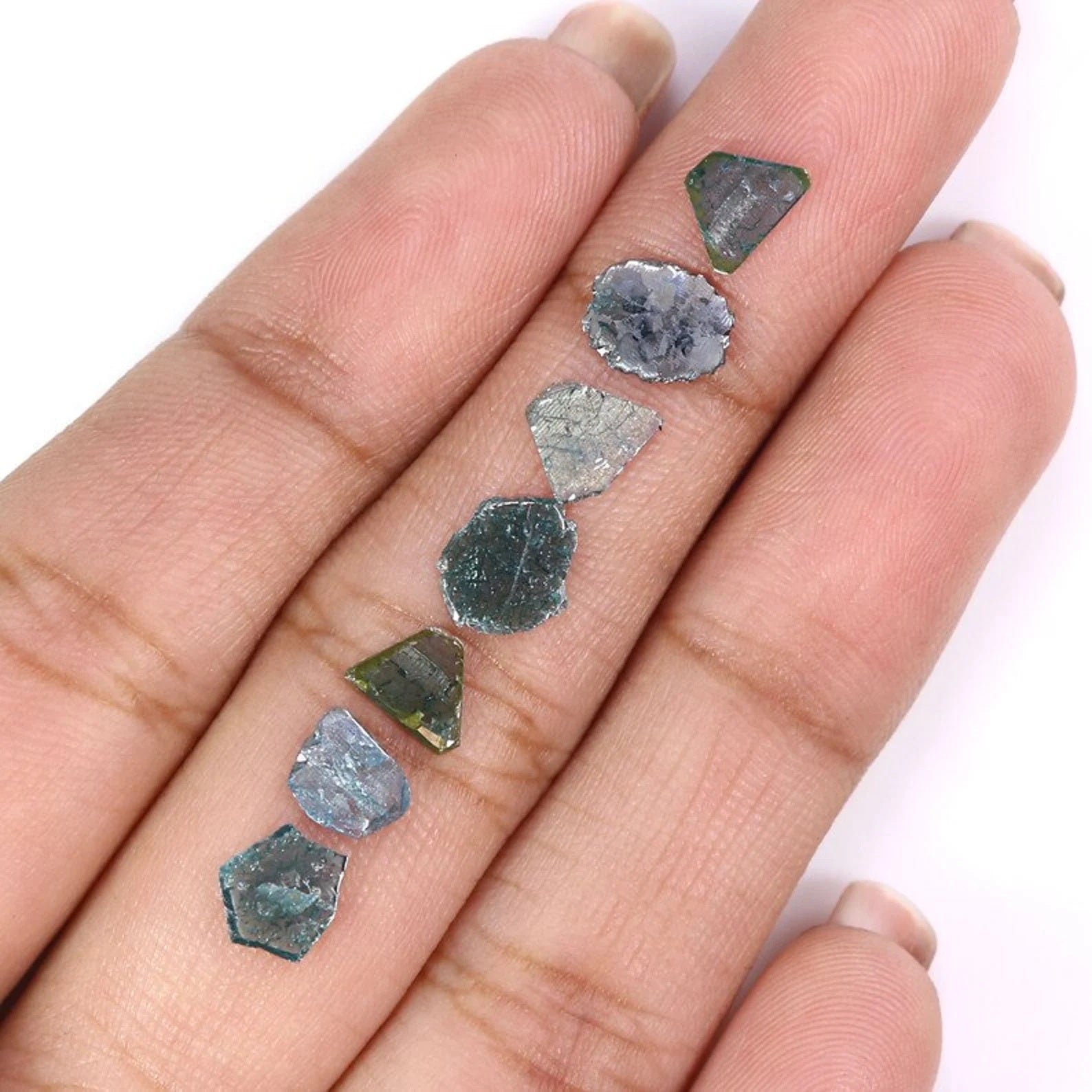 1.20 CT Natural Loose Slice Shape Diamond Blue Color Irregular Cut Diamond 6.00 MM Natural Loose Diamond Slice Shape Rose Cut Diamond NQ369