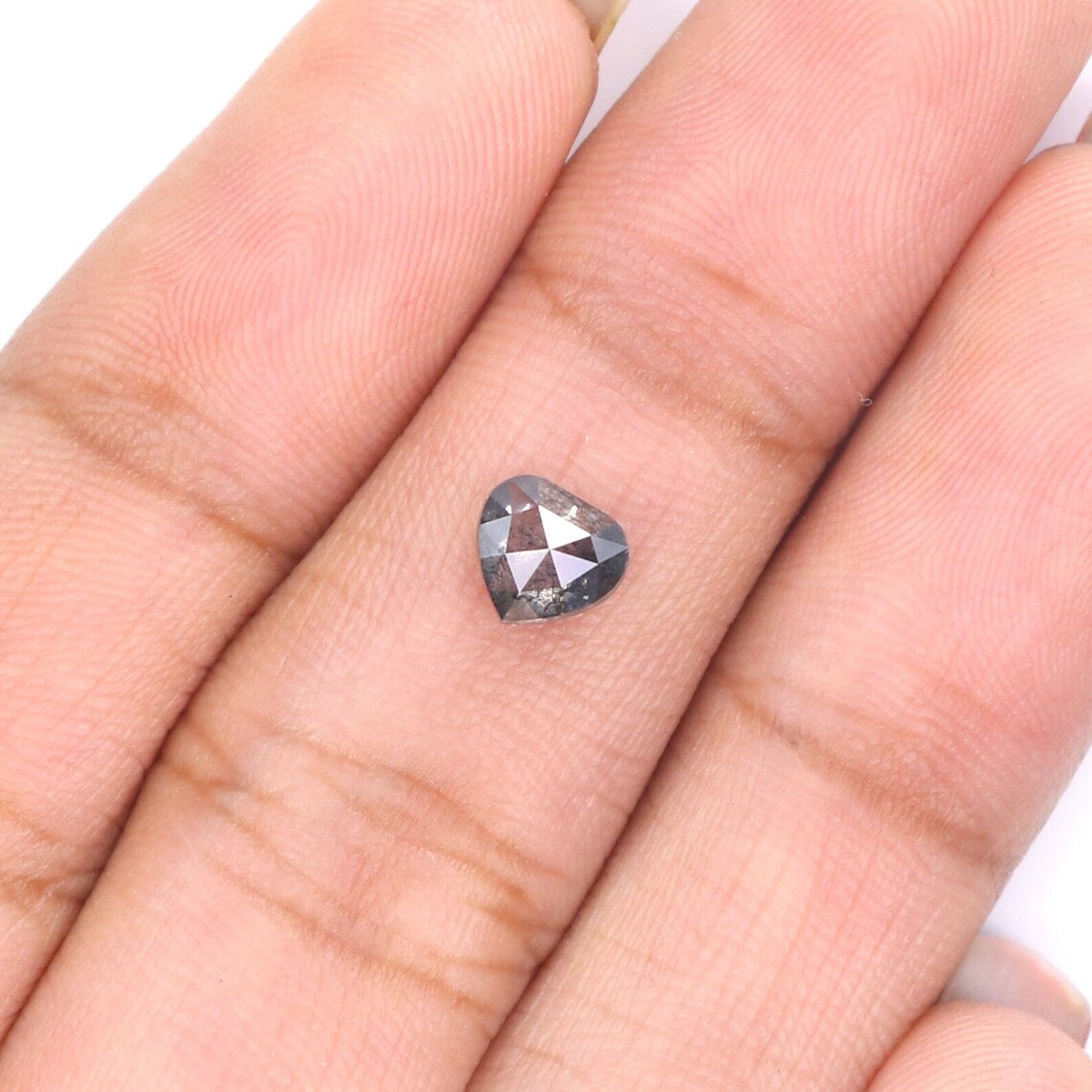 0.57 CT Natural Loose Heart Shape Diamond Salt And Pepper Heart Diamond Diamond 5.40 MM Black Grey Color Heart Shape Rose Cut Diamond NQ9458