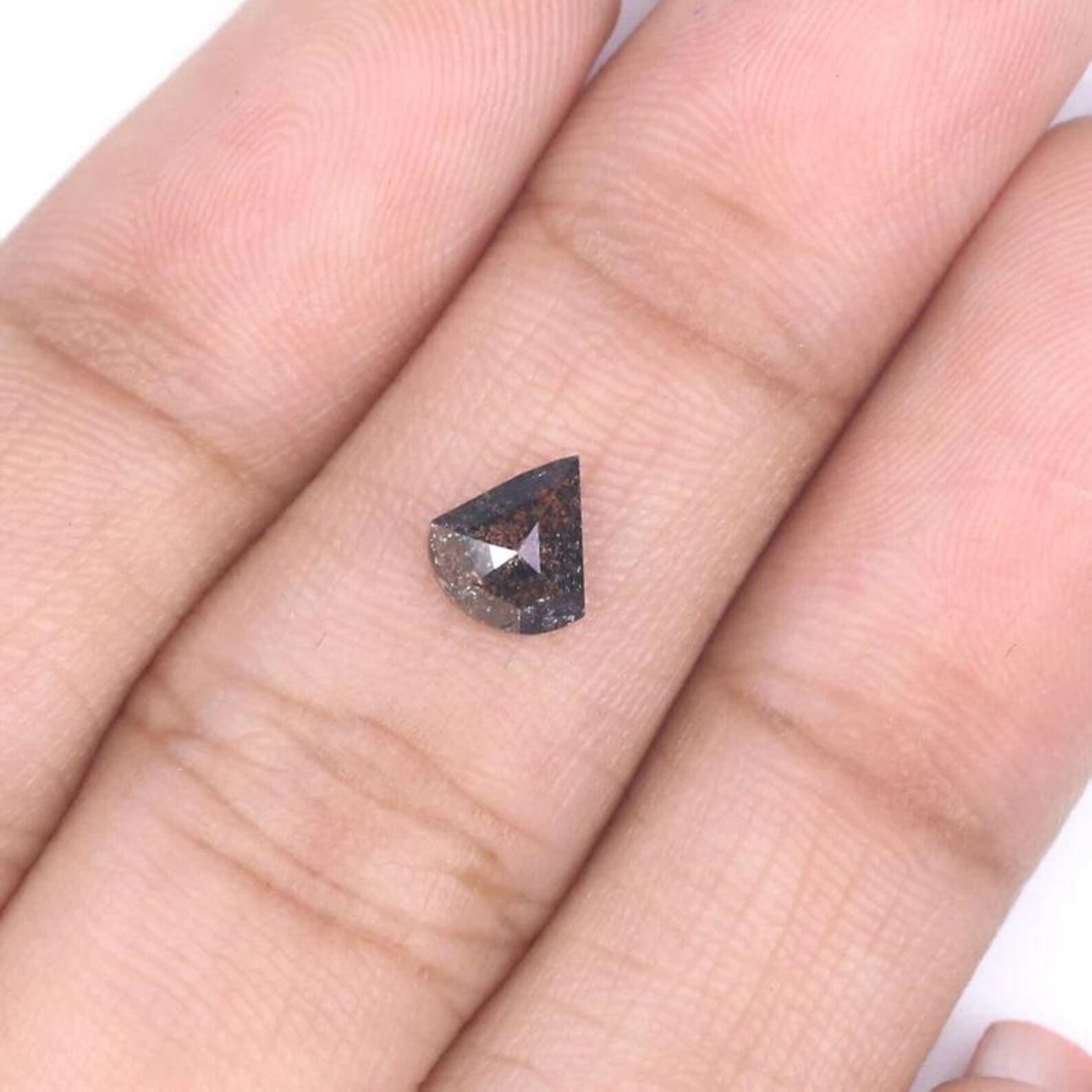 0.55 CT Natural Loose Shield Shape Diamond Salt And Pepper Shield Diamond 6.10 MM Natural Black Grey Color Shield Rose Cut Diamond NQ9984