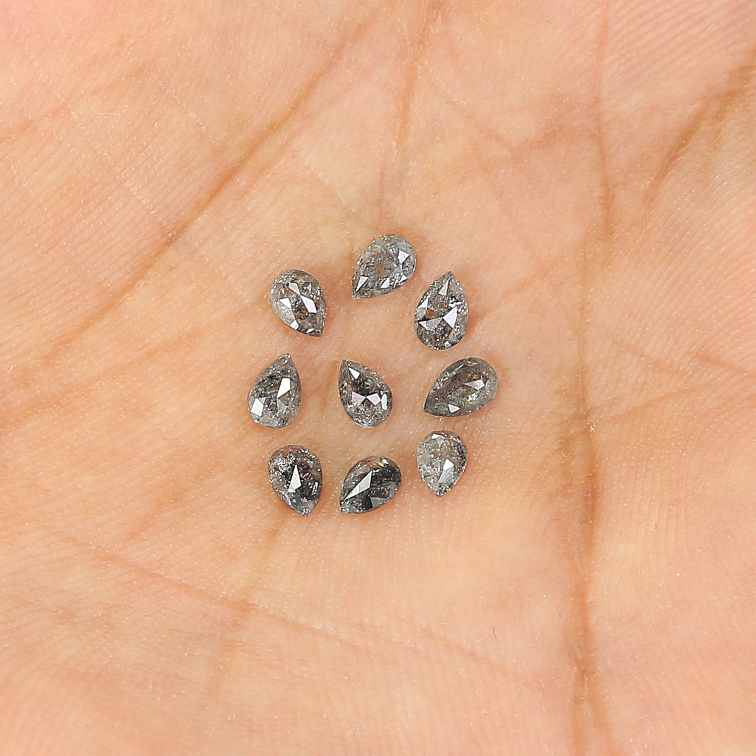 1.13 CT Natural Loose Pear Shape Diamond Salt And Pepper Pear Diamond 3.60 MM Natural Loose Black Grey Color Pear Rose Cut Diamond QL1284