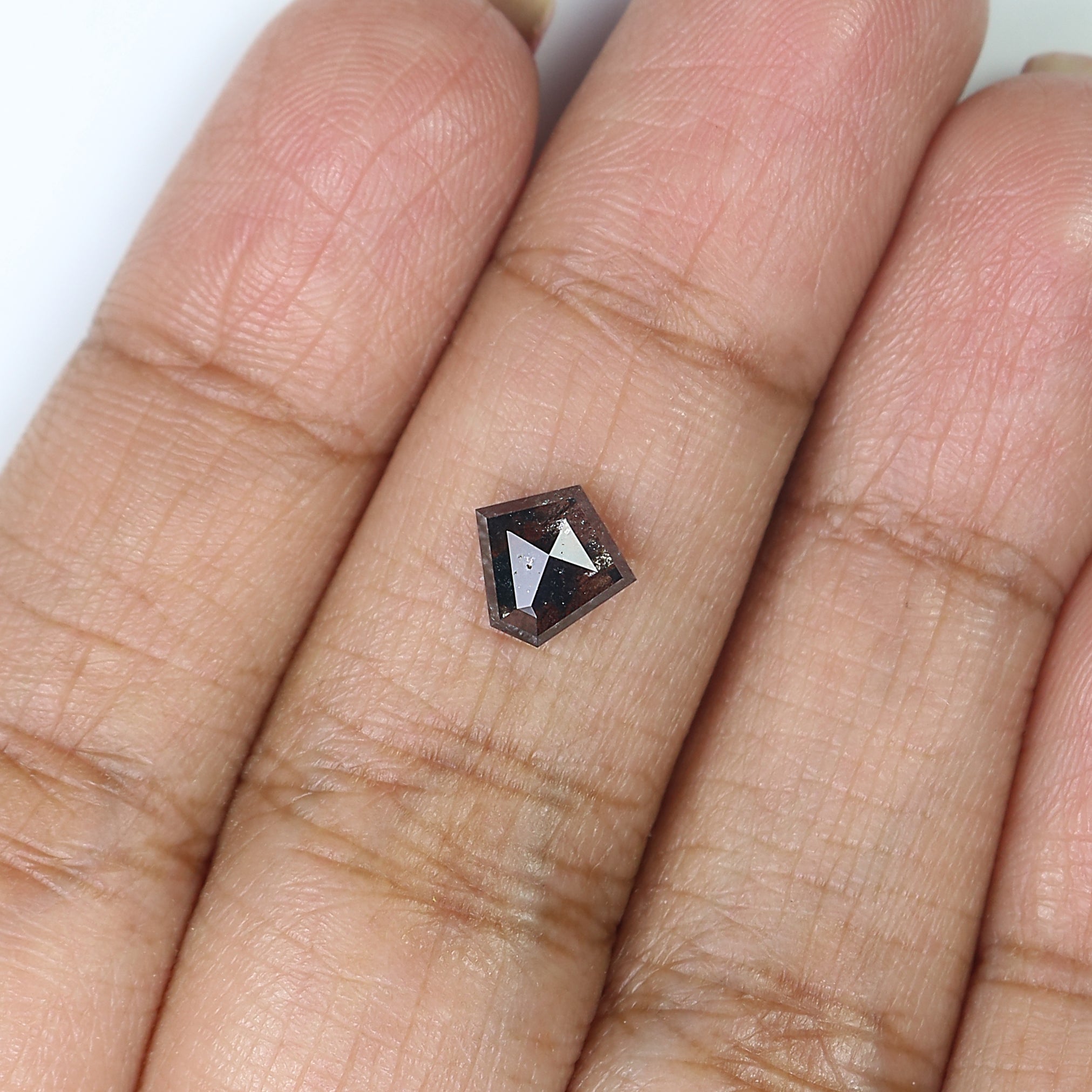0.97 Ct Natural Loose Pentagon Shape Diamond Salt And Pepper Pentagon Cut Diamond 6.85 MM Black Gray Color Pentagon Rose Cut Diamond QL9320