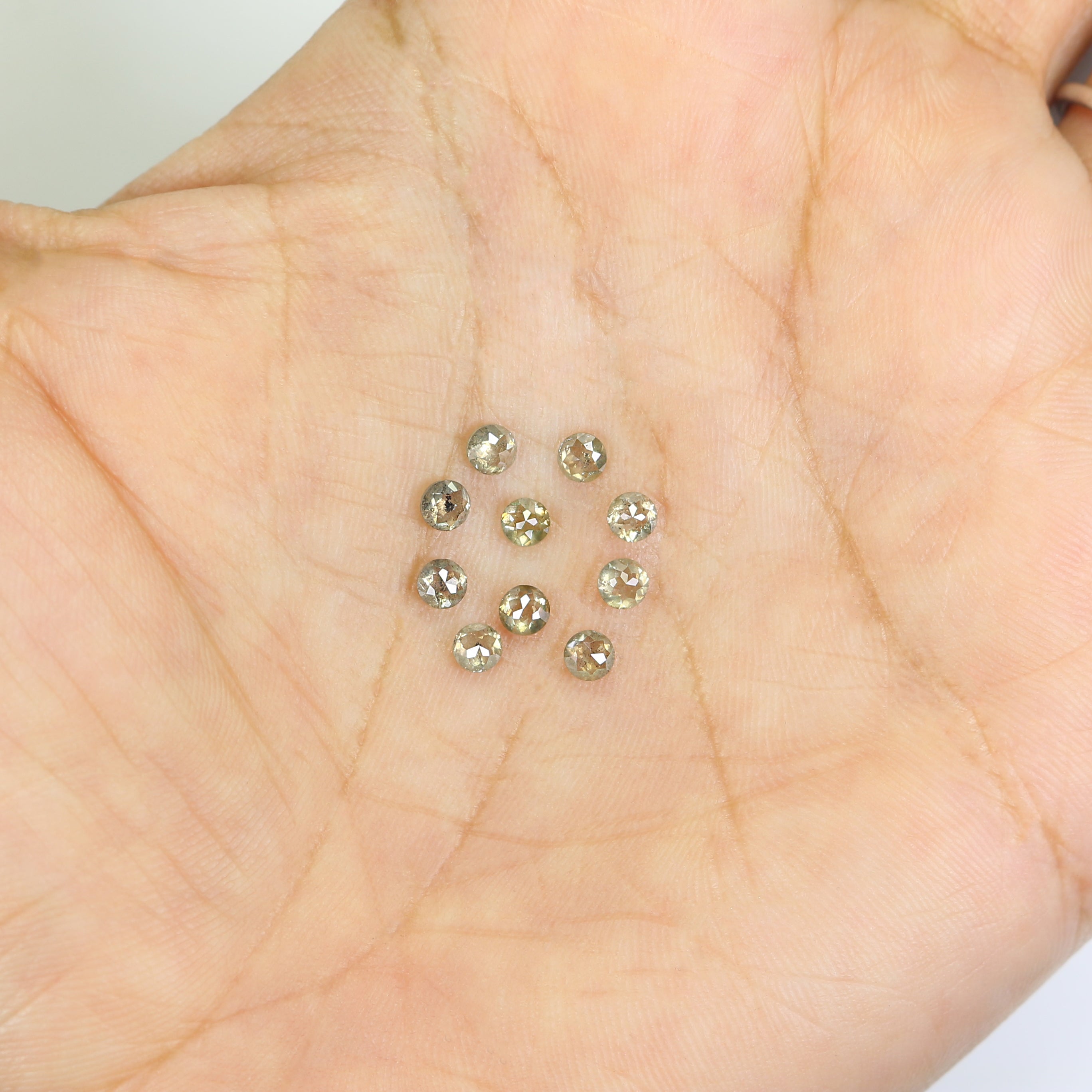 1.43 CT Natural Loose Rose Cut Diamond Grey Green Color Round Diamond 3.00 MM Natural Loose Grey Green Round Rose Cut Shape Diamond NQ409