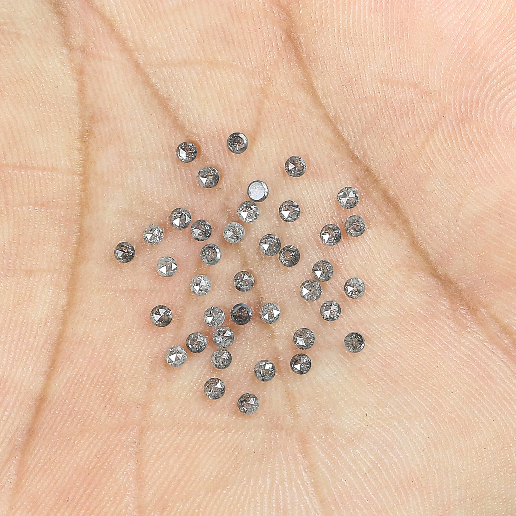 1.15 Ct Natural Loose Round Rose Cut Diamond Salt And Pepper Round Diamond 1.80 MM Natural Black Grey Color Round Rose Cut Diamond LQ1370