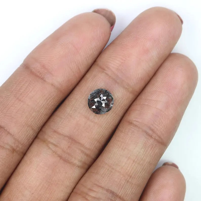 0.97 CT Natural Loose Round Cut Diamond Salt And Pepper Round Diamond 6.70 MM Natural Diamond Black Grey Color Round Rose Cut Diamond QN1131