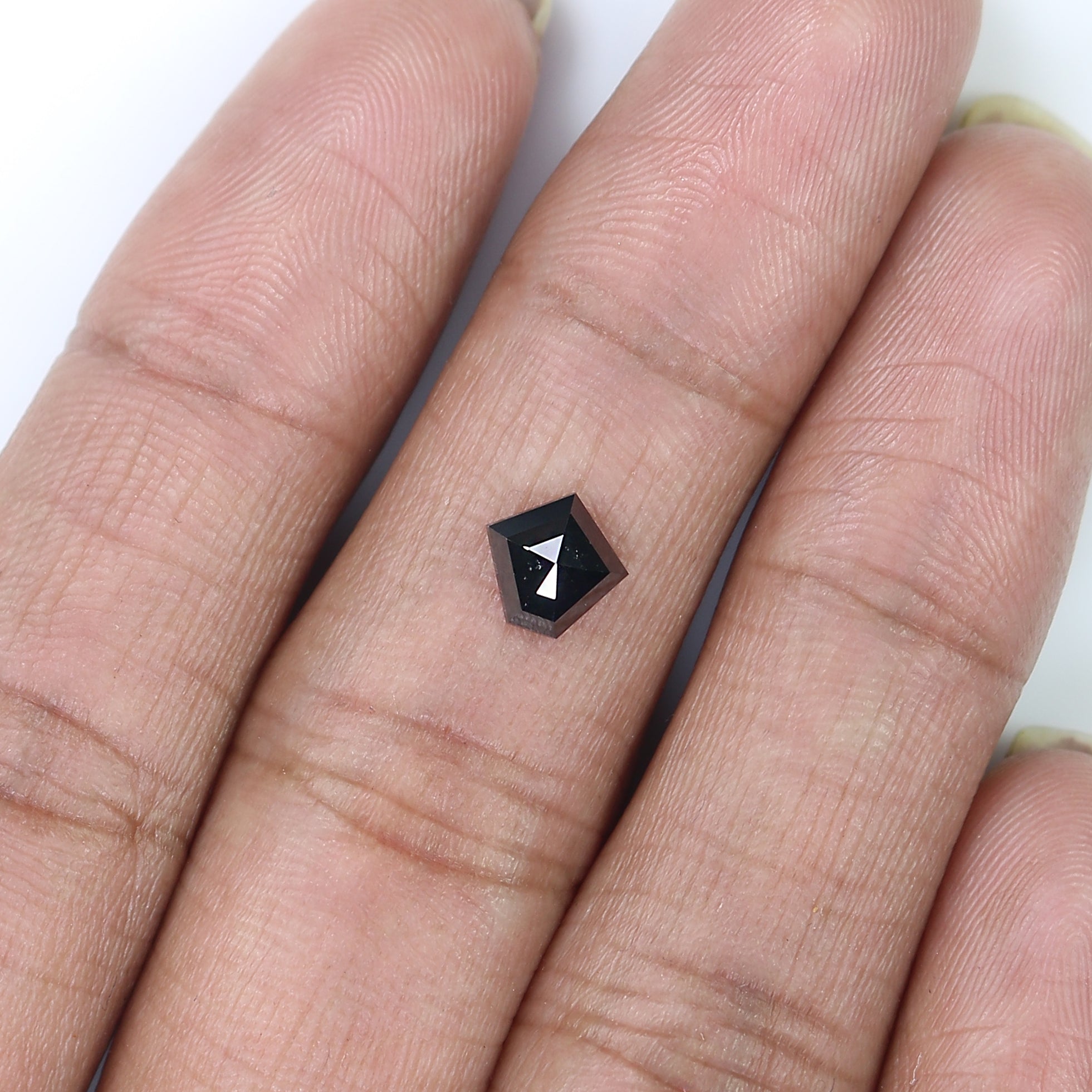 0.78 CT Natural Loose Pentagon Shape Diamond Black Color Pentagon Diamond 6.35 MM Natural Loose Black Color Pentagon Rose Cut Diamond LQ9608