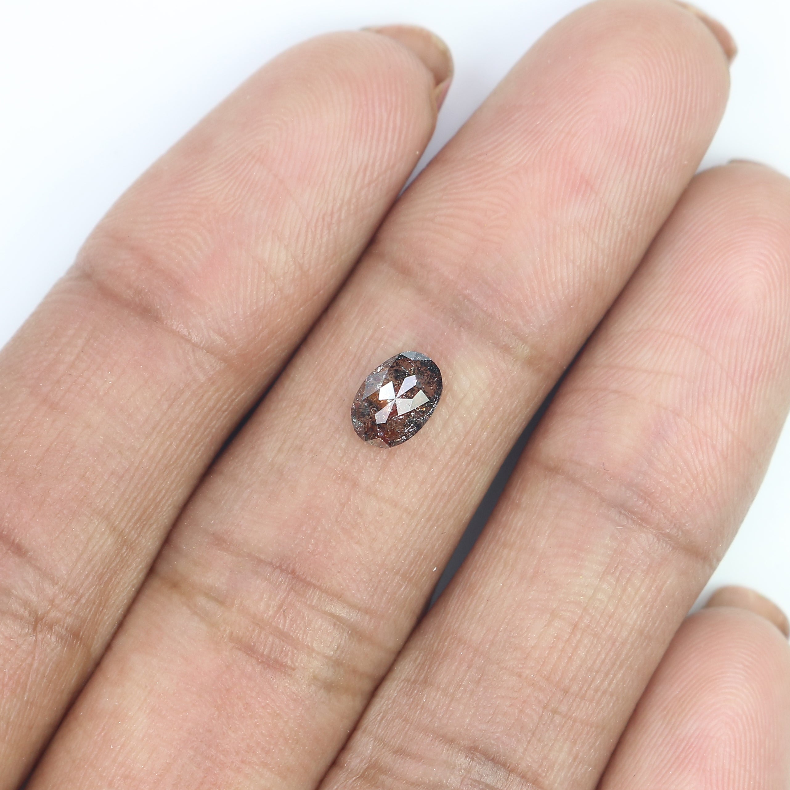 0.55 Ct Natural Loose Oval Shape Diamond Salt And Pepper Oval Cut Diamond 6.40 MM Natural Brown Color Diamond Oval Rose Cut Diamond QK2220