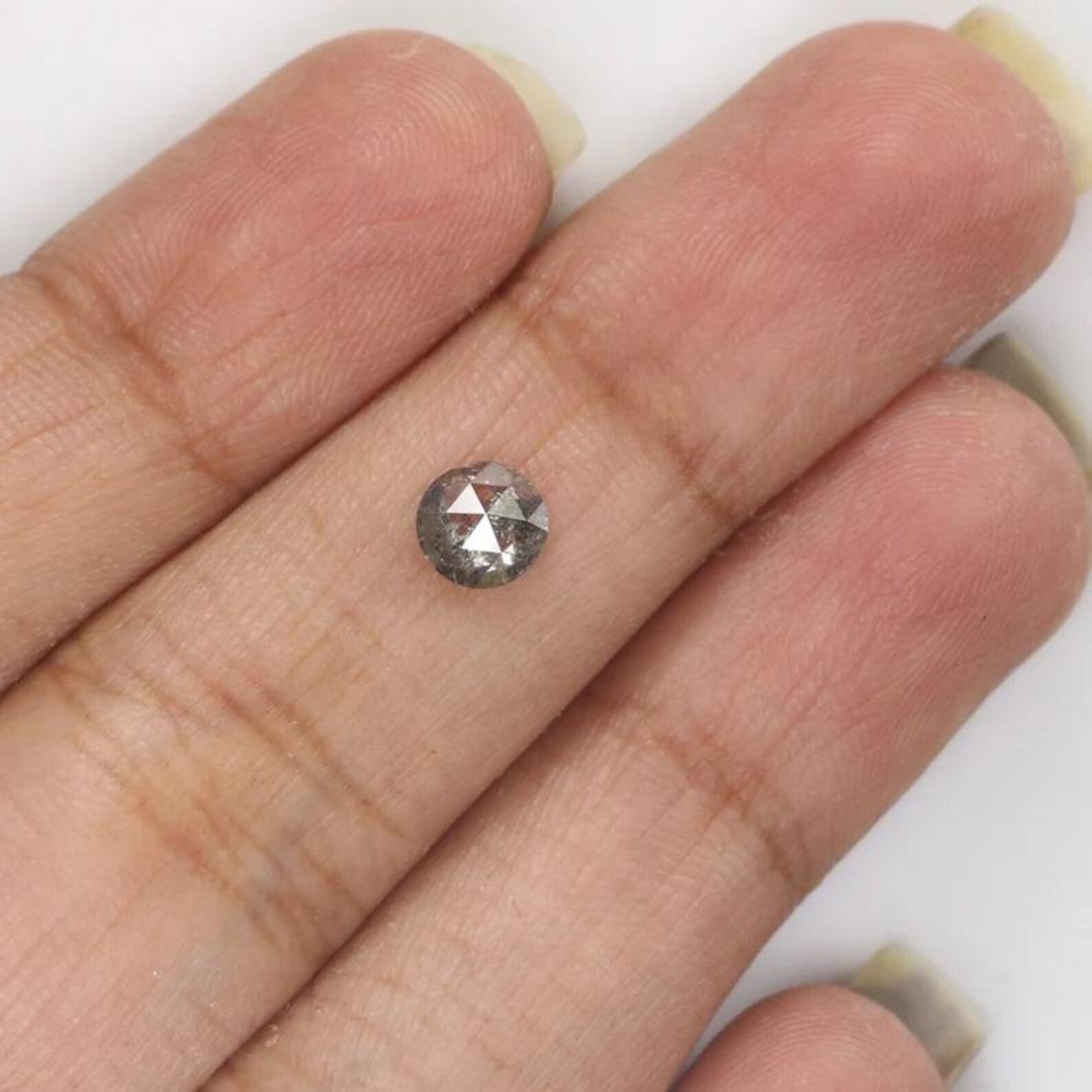 0.54 CT Natural Loose Round Shape Diamond Salt And Pepper Round Diamond 5.20 MM Natural Loose Black Grey Color Round Rose Cut Diamond NQ7721