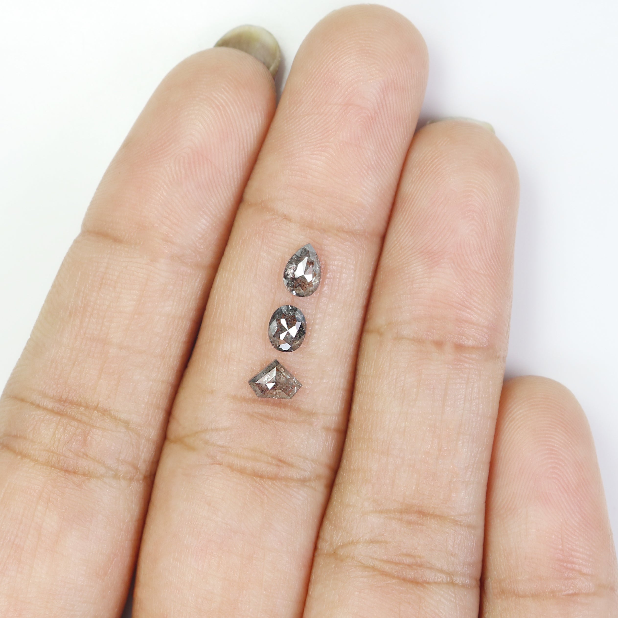 0.84 Ct Natural Loose Diamond, Salt Pepper Diamond, Mix Shape, Black And Gray Diamond, Shield Diamond, Oval Diamond, Pear Diamond N1237