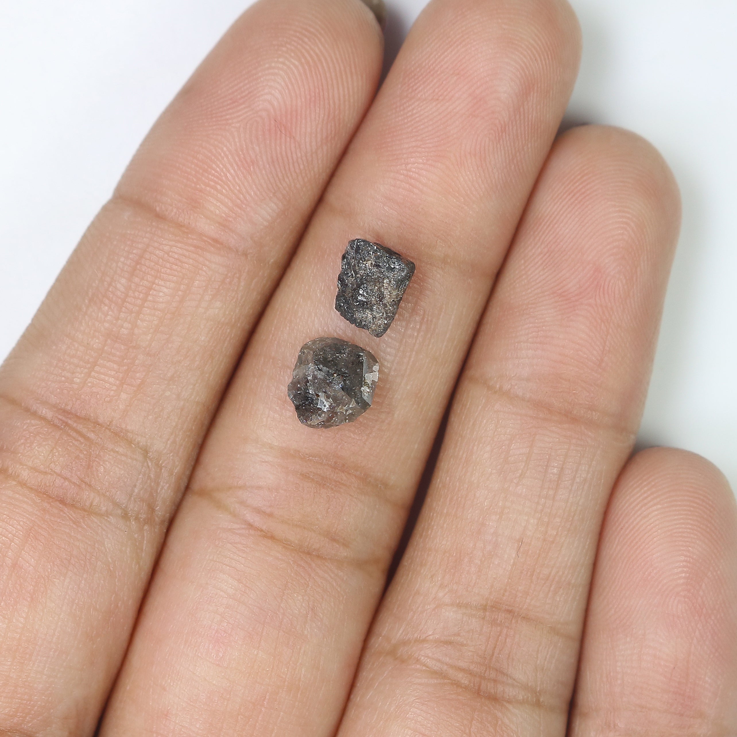 2.75 CT Natural Loose Rough Shape Diamond Salt And Pepper Rough Diamond 6.25 MM Natural Black Grey Color Rough Irregular Cut Diamond KQ2467