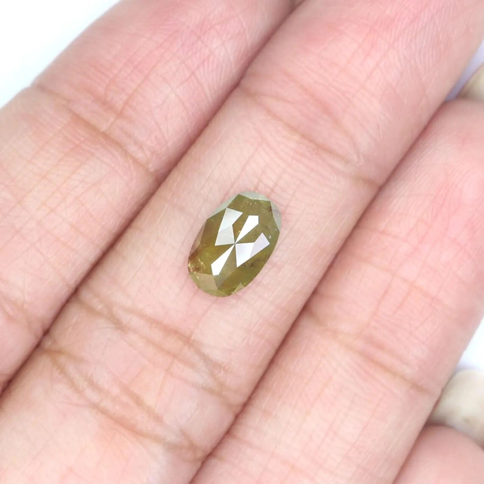 1.26 CT Natural Loose Oval Shape Diamond Green Color Oval Diamond 8.70 MM Natural Loose Diamond Yellow Color Oval Rose Cut Diamond NQ9888