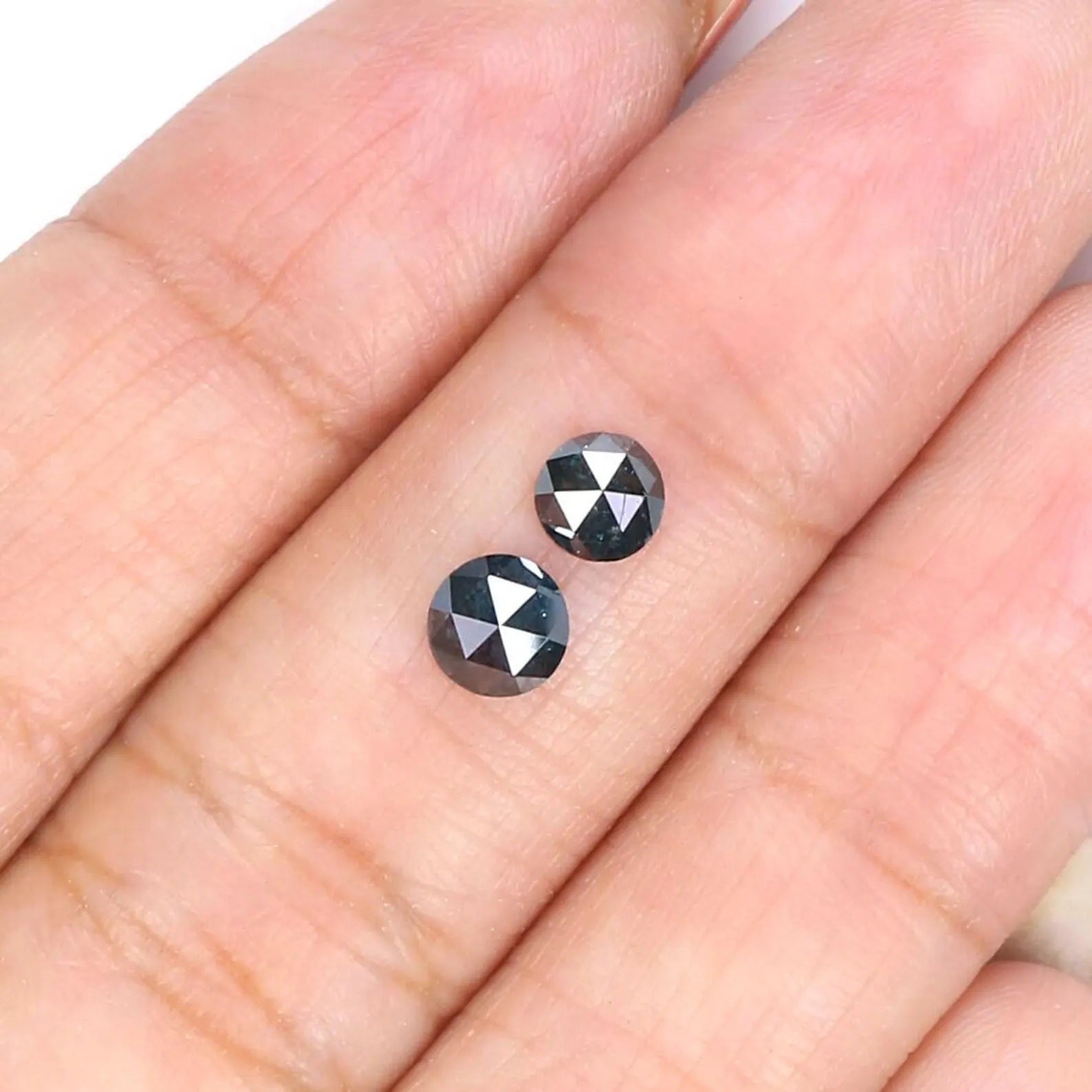 0.69 CT Natural Loose Round Cut Pair Diamond Blue Color Round Shape Diamond 4.40 MM Natural Diamond Blue Color Round Rose Cut Diamond NQ9384
