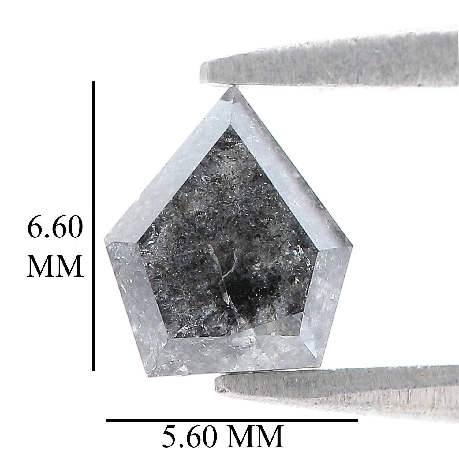 Natural Shield Salt and Pepper Diamond 0.80 CT Loose Rose Cut Black Grey Stone 6.60 MM Rustic Diamond For Custom Engagement Ring L3637