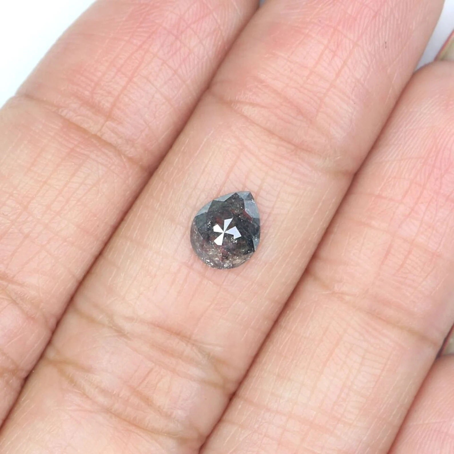 0.69 Ct Natural Loose Pear Shape Diamond Salt And Pepper Pear Diamond 6.90 MM Natural Loose Black Grey Color Pear Rose Cut Diamond NQ9234