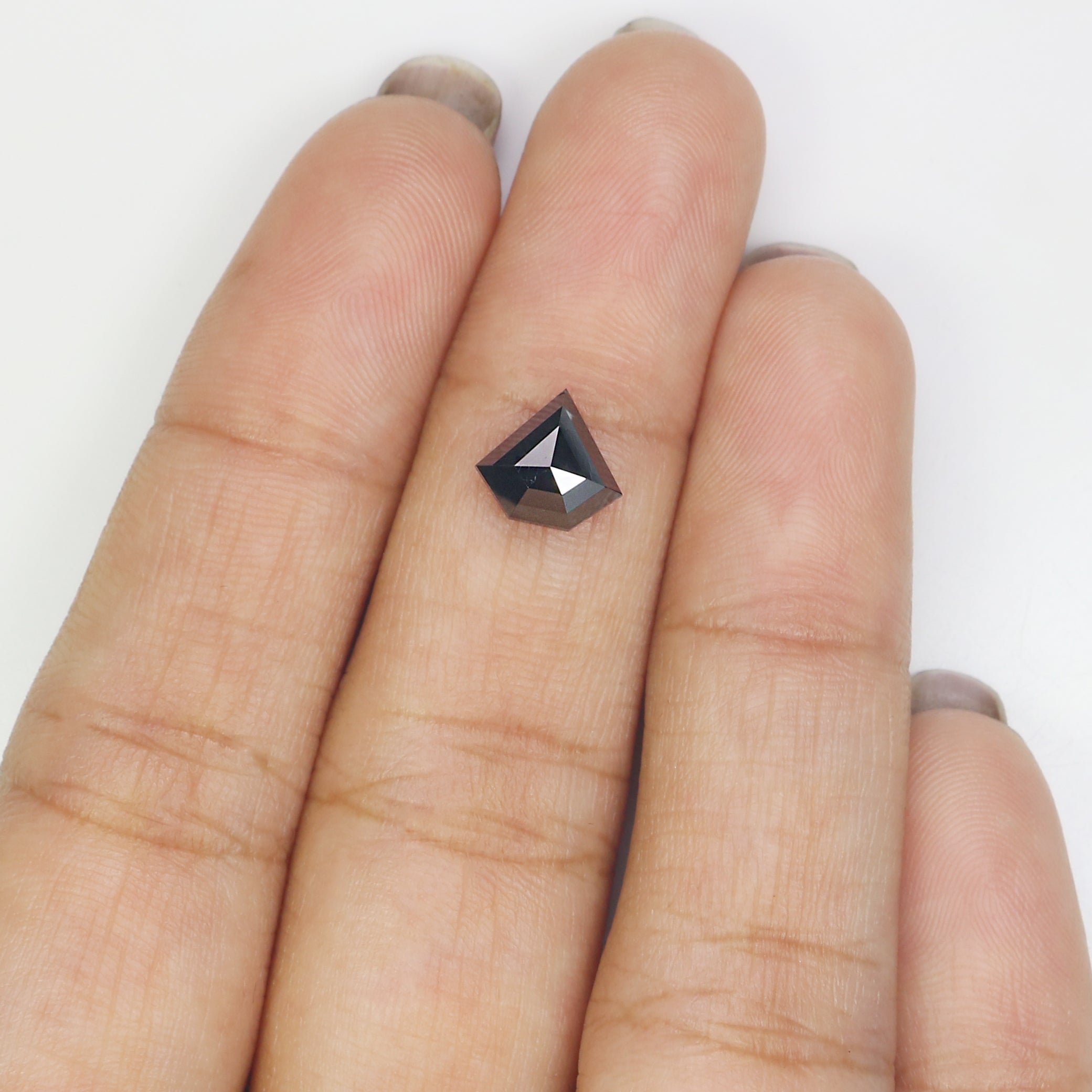1.40 CT Natural Loose Shield Shape Diamond Black Color Shield Cut Diamond 7.40 MM Natural Black Color Diamond Shield Rose Cut Diamond LQ9698