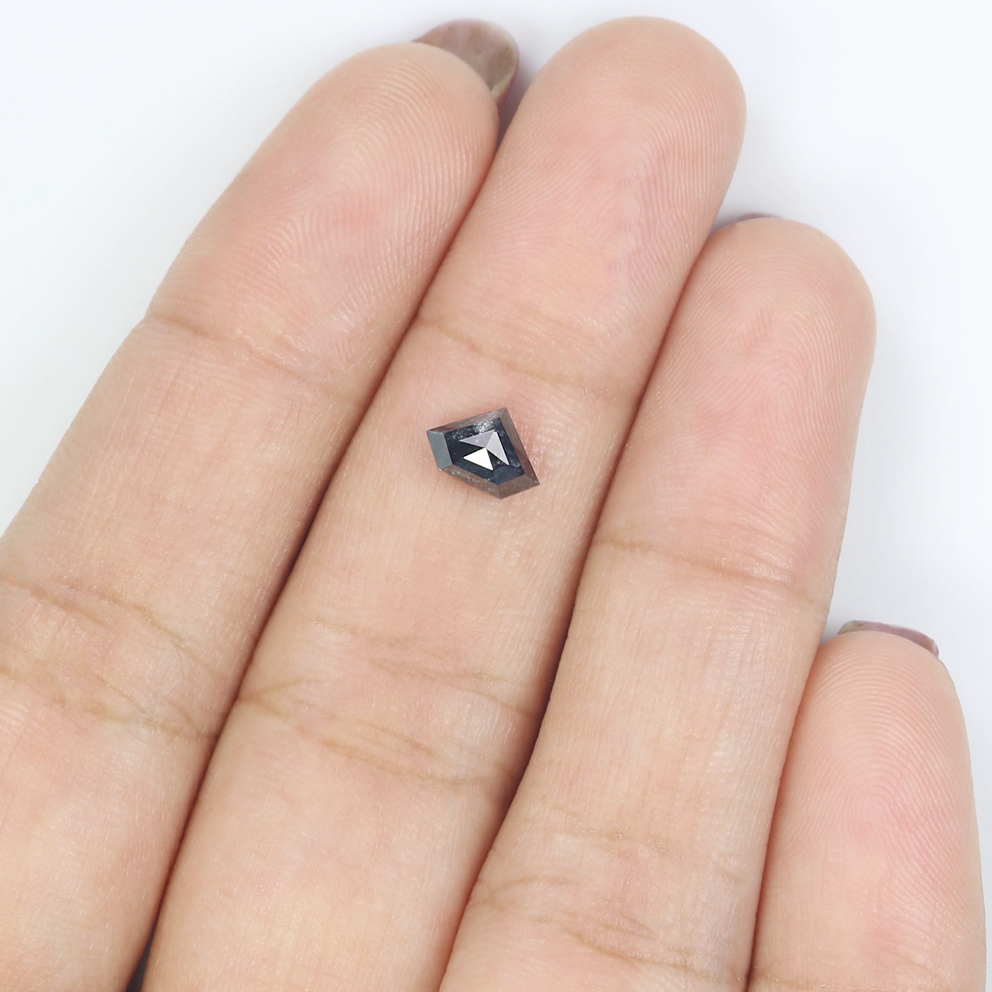 0.63 Ct Natural Loose Shield Shape Diamond Salt And Pepper Shield Cut Diamond 4.80 MM Natural Black Color Shield Rose Cut Diamond LQ1020