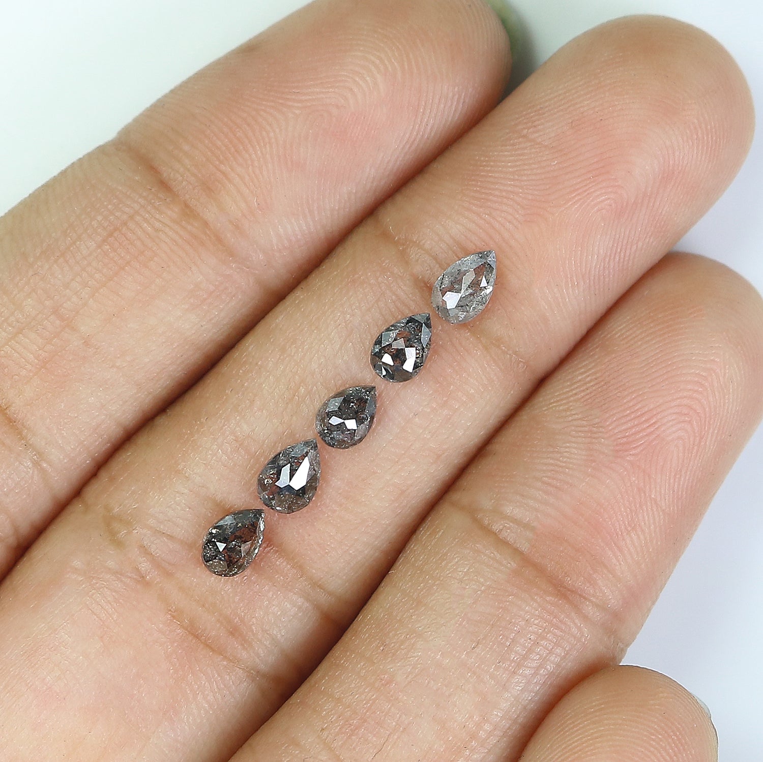 1.22 CT Natural Loose Pear Shape Diamond Salt And Pepper Pear Cut Diamond 4.70 MM Natural Loose Black Grey Color Pear Rose Cut Diamond QL752