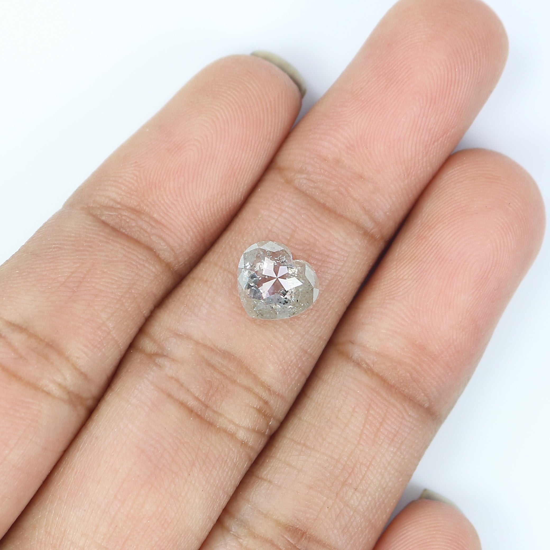 1.39 CT Natural Loose Heart Shape Diamond Grey Color Heart Cut Diamond 7.05 MM Natural Loose Diamond Grey Heart Rose Cut Diamond QL6196