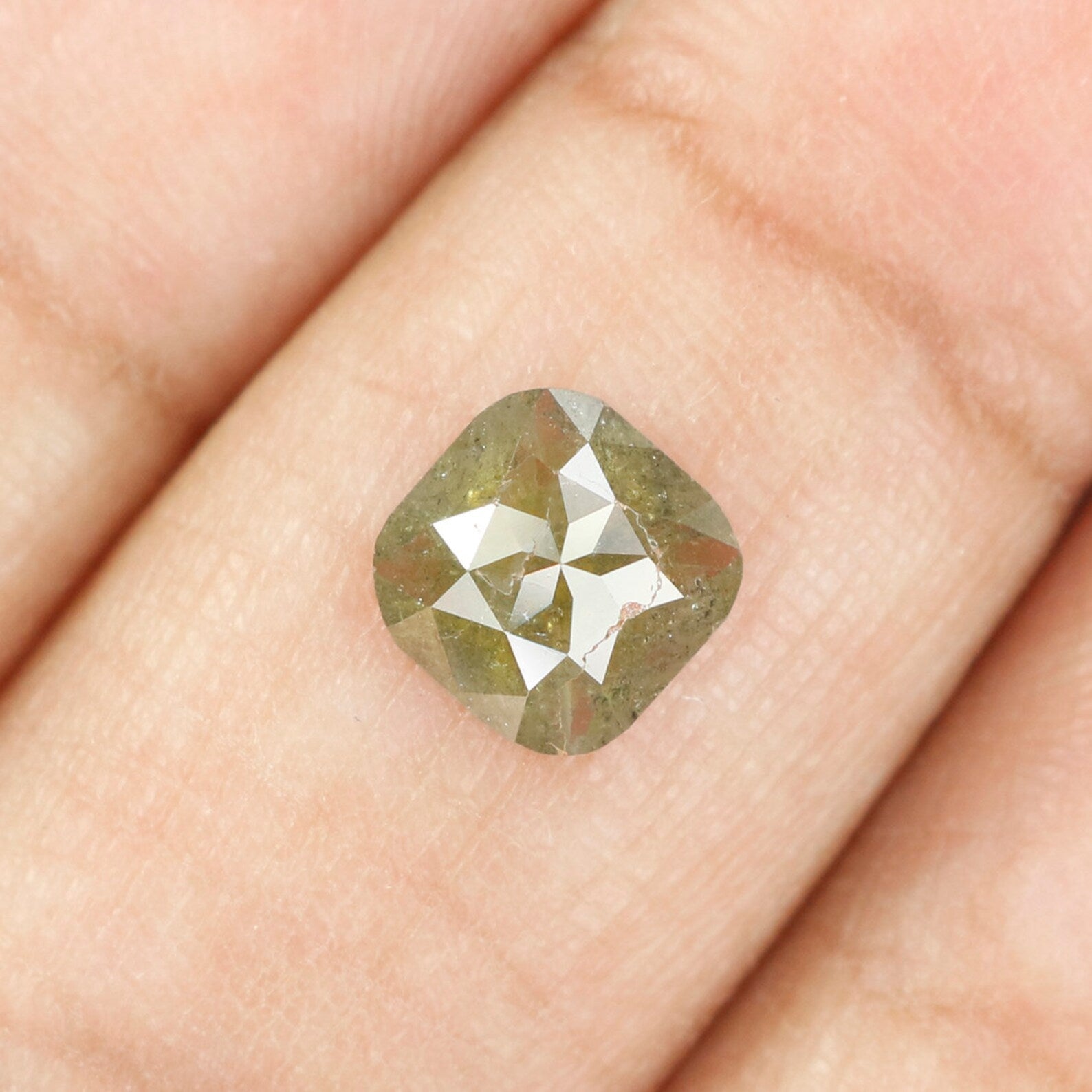 1.23 Ct Natural Loose Diamond, Cushion Diamond, Green Diamond, Grey Diamond, Polished Diamond, Real Diamond, Rustic Diamond N9657