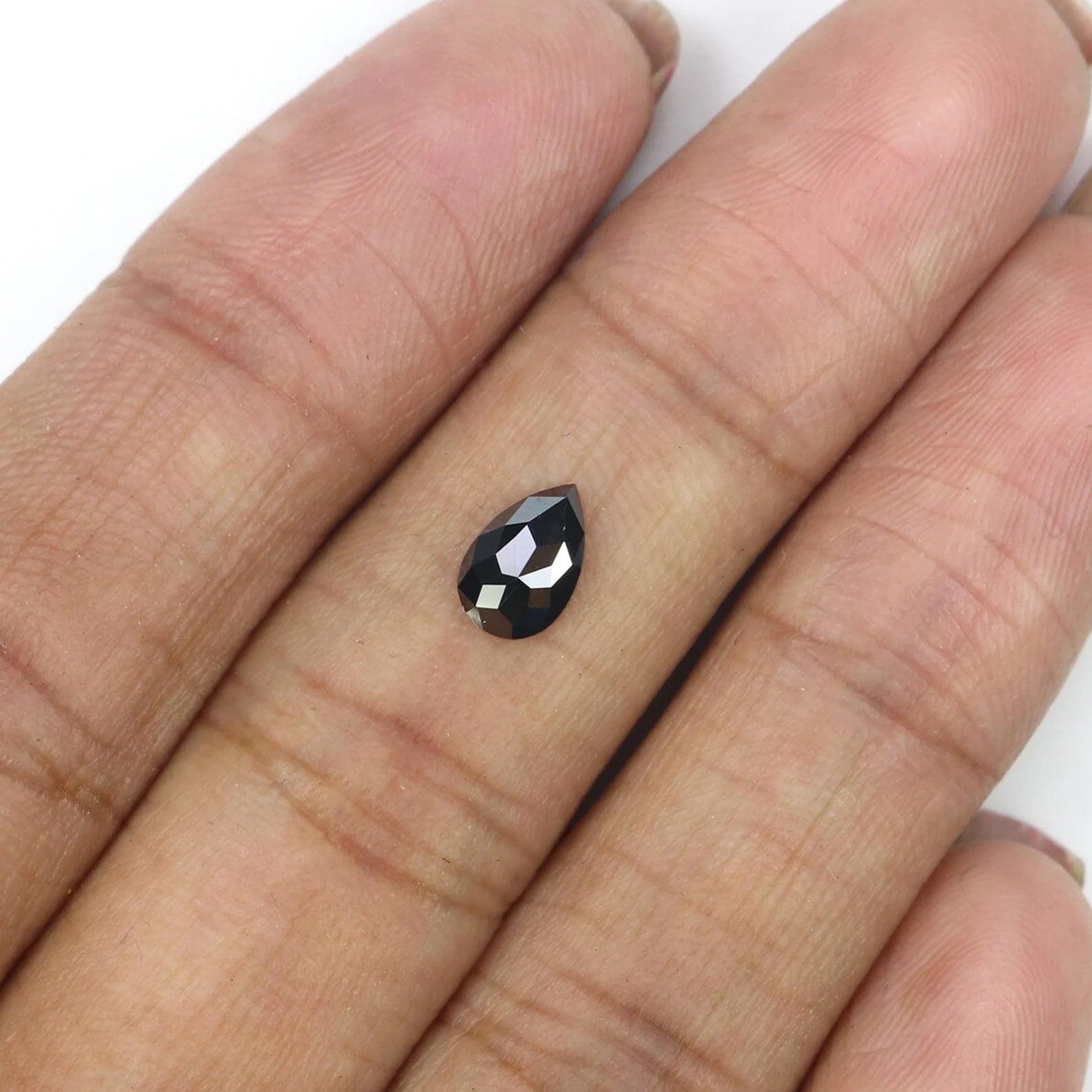 0.61 CT Natural Loose Pear Shape Diamond Black Color Pear Shape Diamond 7.35 MM Natural Loose Diamond Black Pear Rose Cut Diamond QN2270