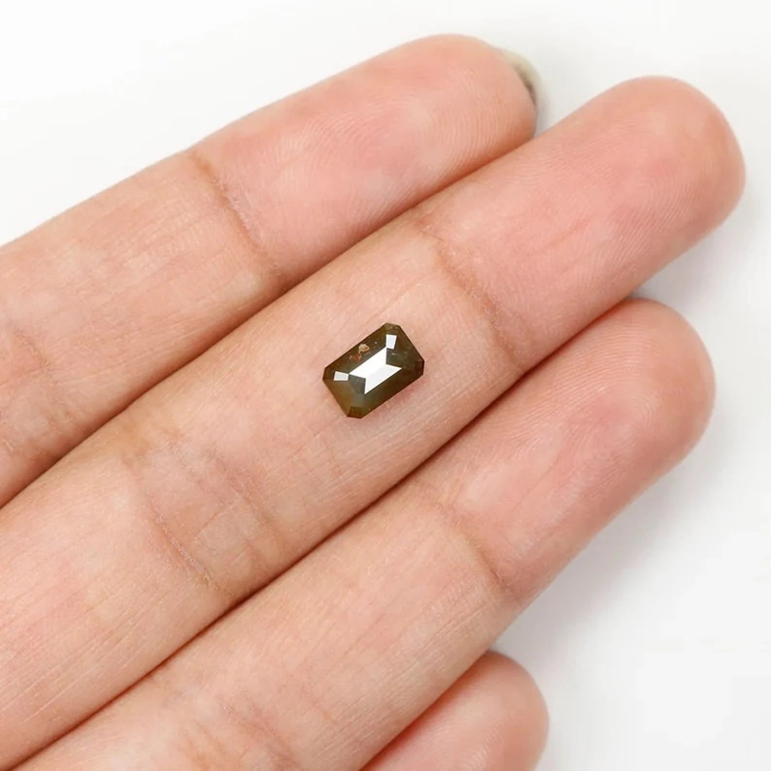 0.91 Ct Natural Loose Emerald Shape Diamond Salt And Pepper Emerald Diamond 6.80 MM Natural Black Grey Color Emerald Rose Cut Diamond NQ1071
