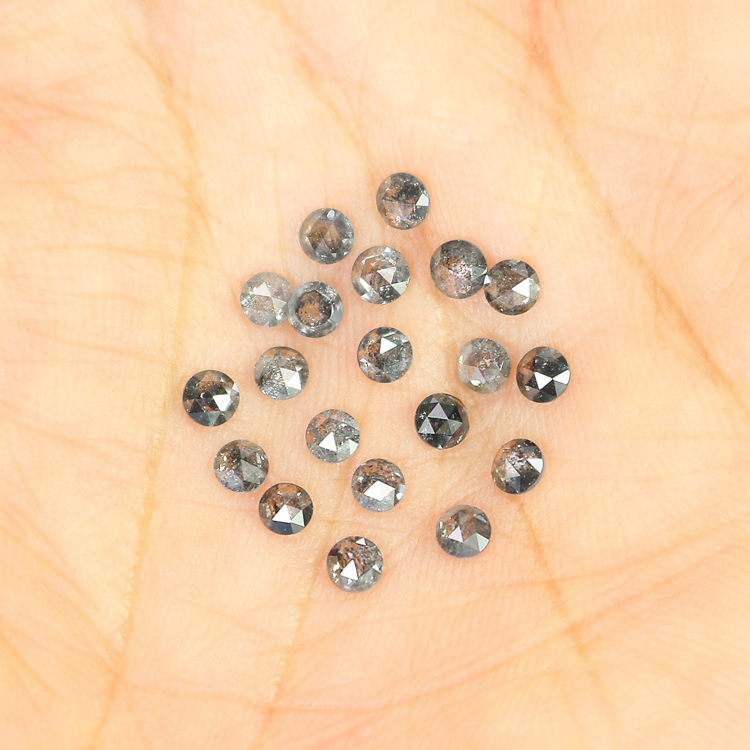 1.66 Ct Natural Loose Round Rose Cut Diamond Salt And Pepper Round Shape Diamond 2.70 MM Natural Black Grey Round Rose Cut Diamond LQ1936