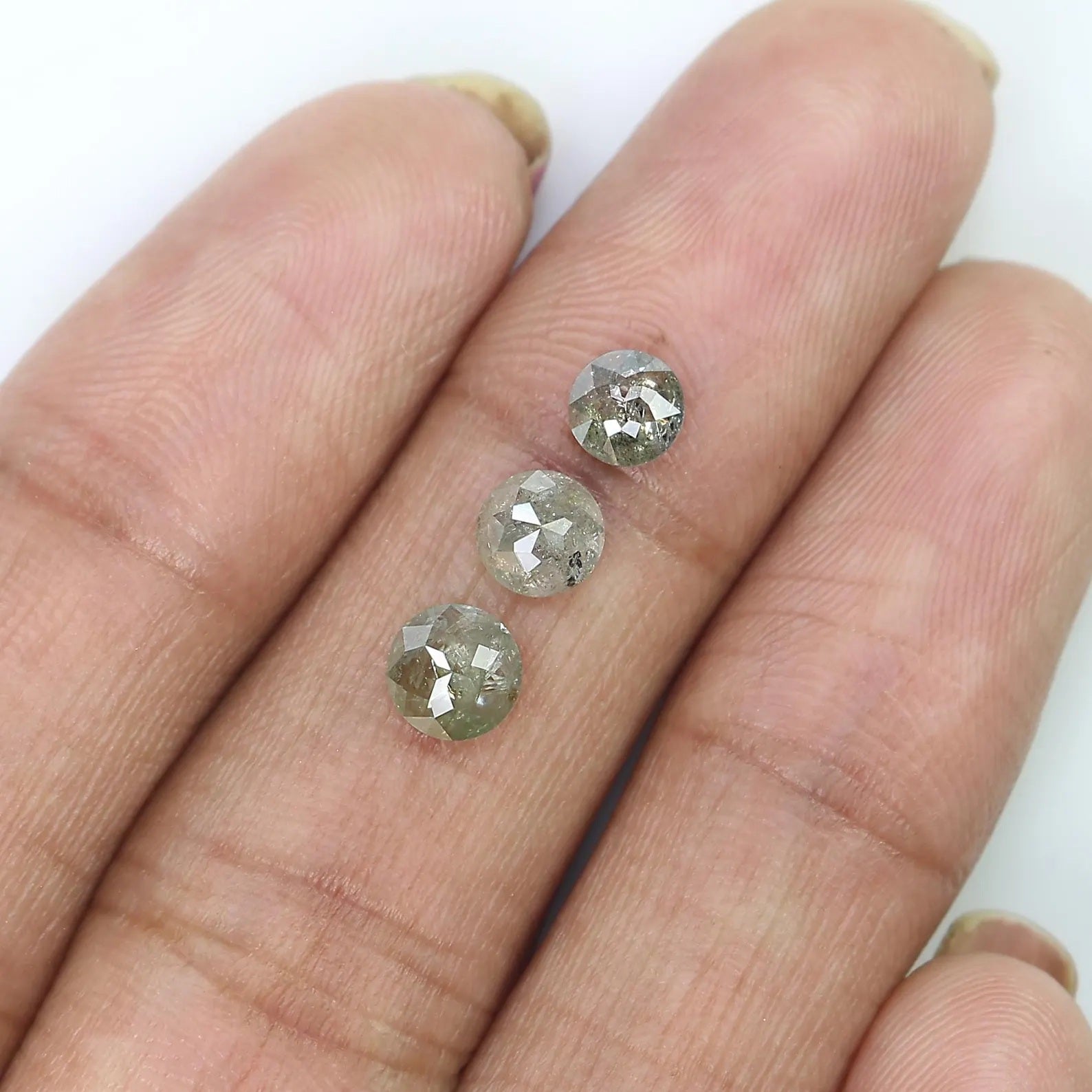 1.46 CT Natural Loose Round Shape Diamond Gray Color Round Diamond 4.60 MM Natural Loose Diamond Yellow Color Round Rose Cut Diamond NQ456