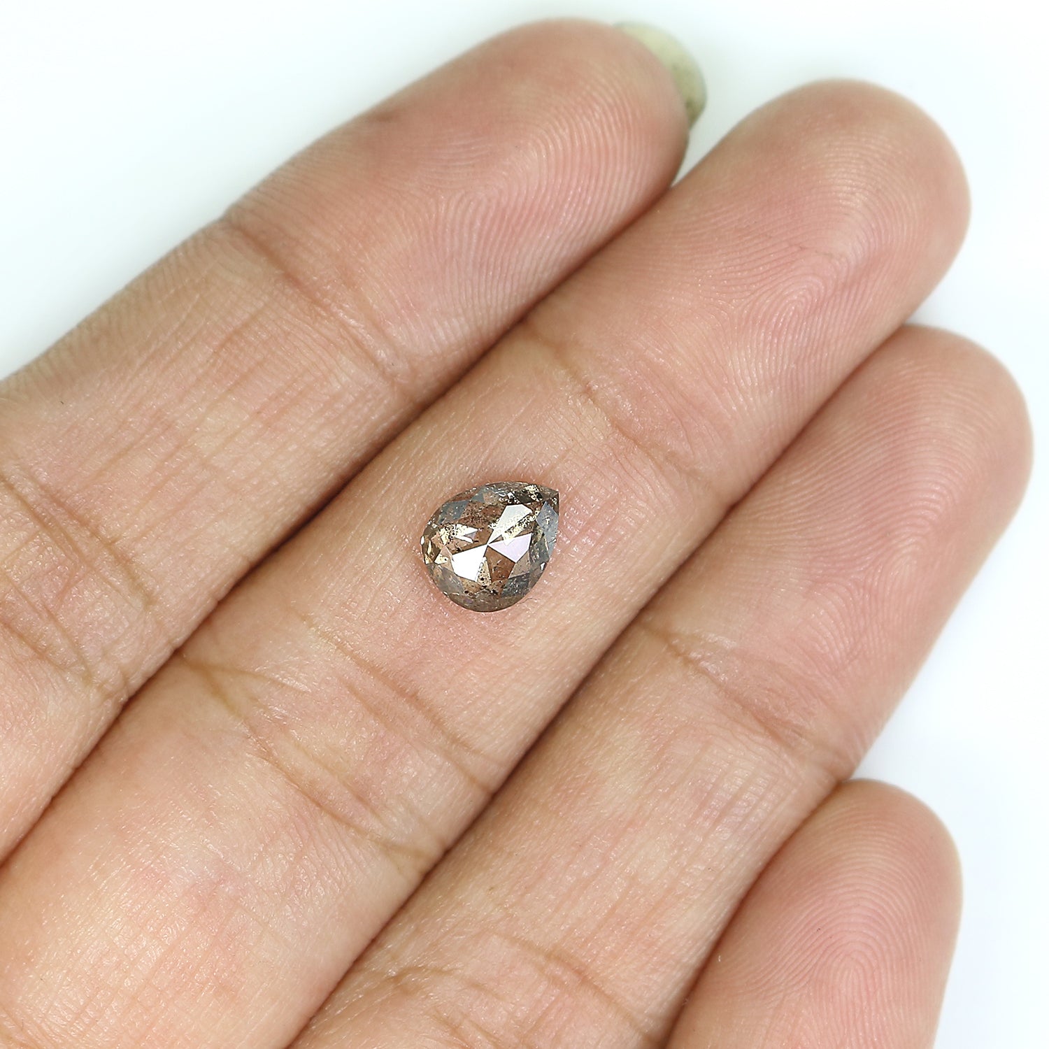 1.21 CT Natural Loose Pear Shape Diamond Salt And Pepper Pear Rose Cut Diamond 7.50 MM Black Grey Color Pear Shape Rose Cut Diamond QL9349