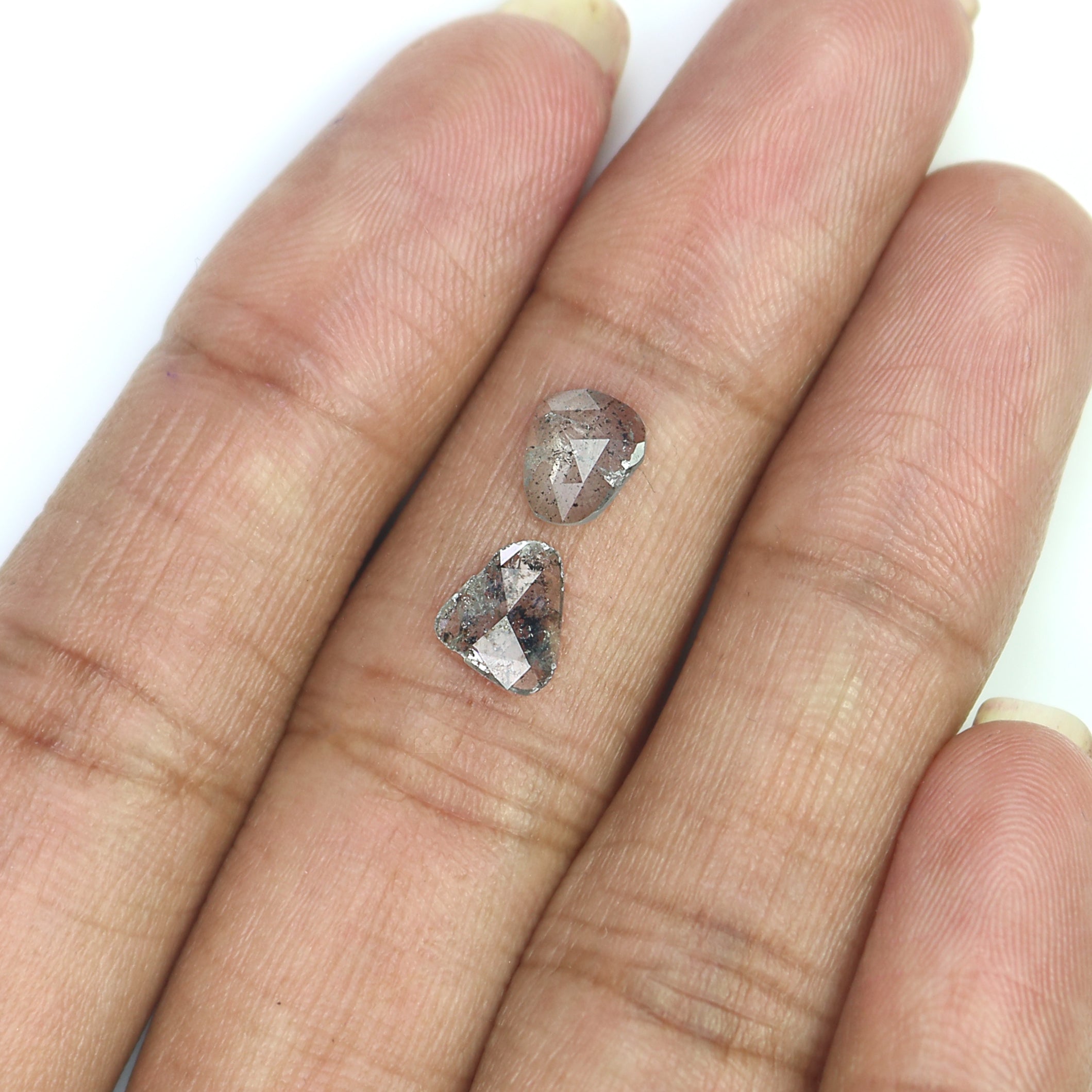 Natural Salt And Pepper Slice Diamond Pair Black Grey Loose Flat Diamond For Custom Galaxy Earrings Rustic Diamond Earring Stone L3622
