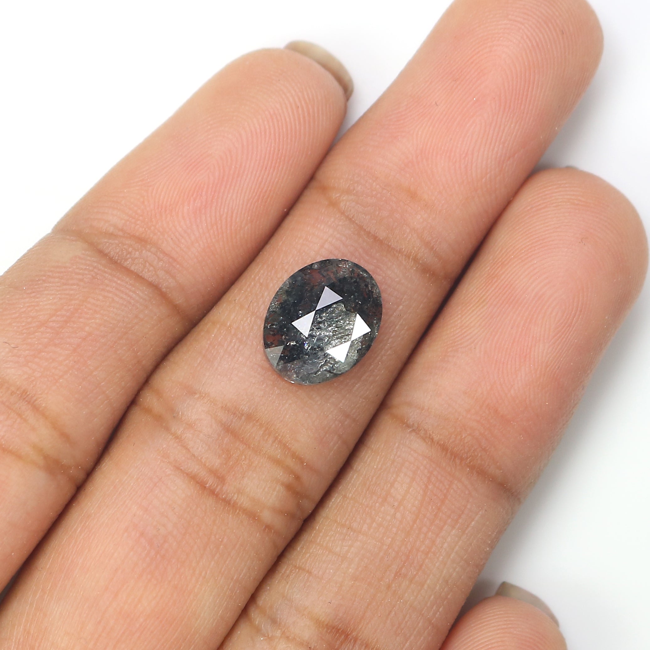 2.31 CT Natural Loose Oval Shape Diamond Salt And Pepper Oval Shape Diamond 10.05 MM Natural Black Grey Color Oval Rose Cut Diamond LQ2937