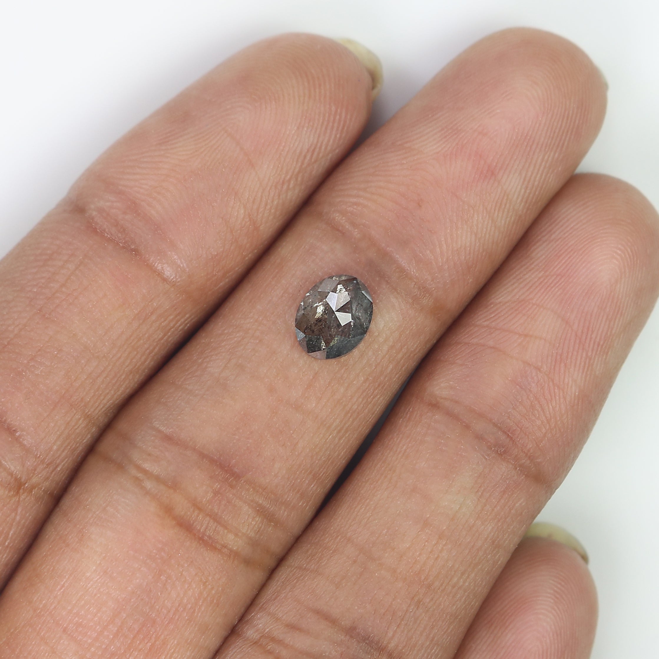 0.85 Ct Natural Loose Oval Shape Diamond Black Grey Color Oval Diamond 6.80 MM Natural Loose Salt And Pepper Oval Rose Cut Diamond QL8673