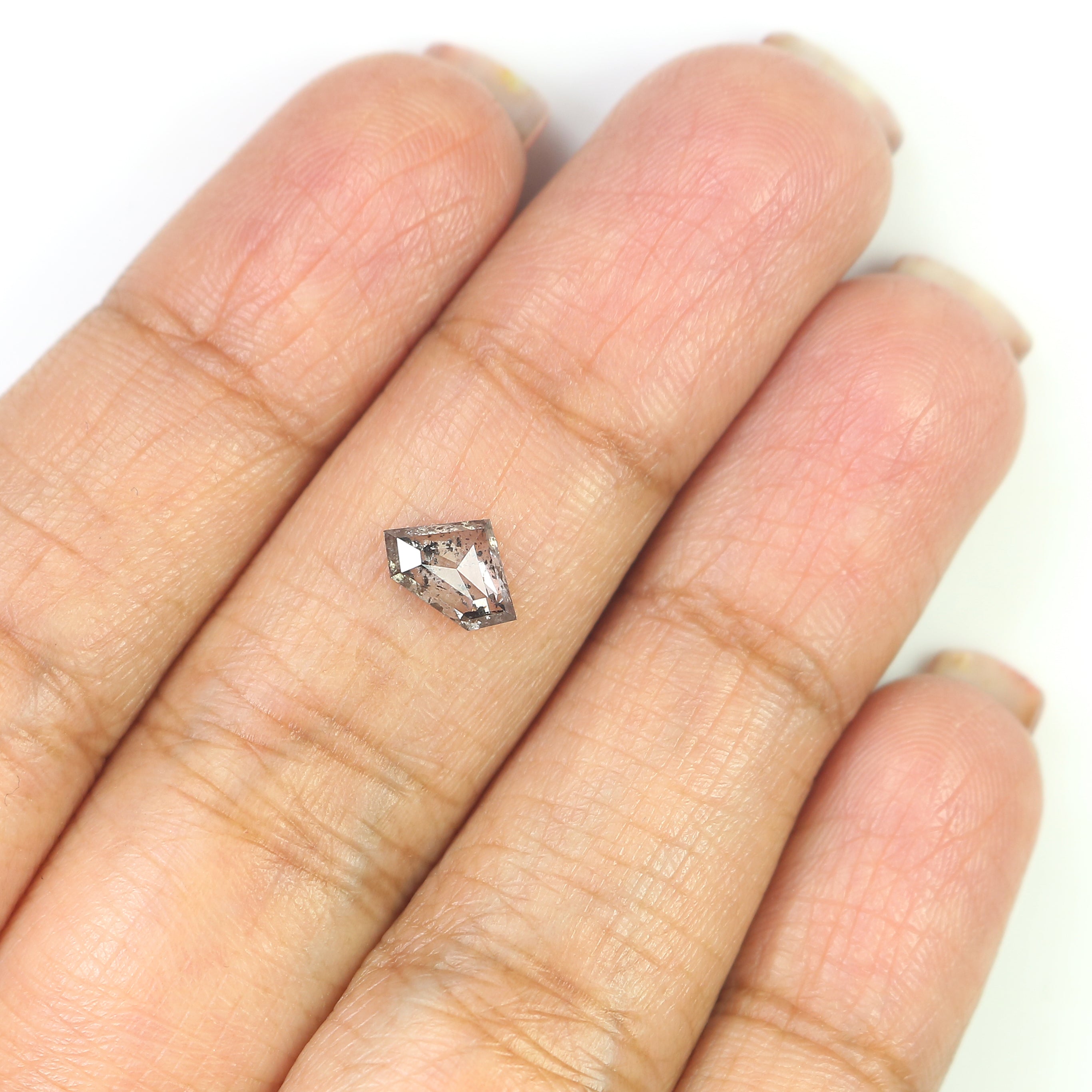 0.64 CT Natural Loose Shield Shape Diamond Salt And Pepper Shield Diamond 5.00 MM Natural Loose Black Color Shield Rose Cut Diamond QL9471
