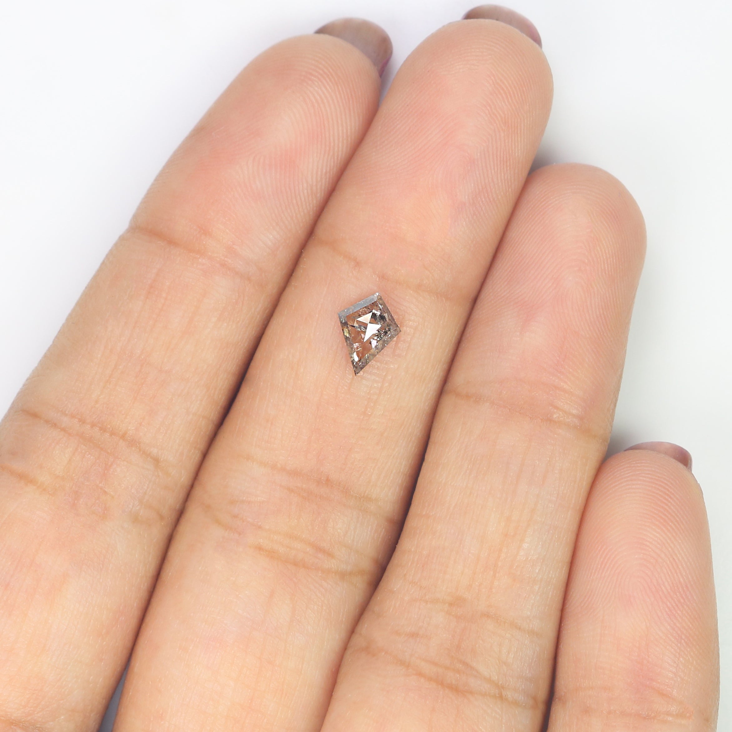 0.41 CT Natural Loose Kite Shape Diamond Salt And Pepper Kite Rose Cut Diamond 6.85 MM Black Grey Color Kite Shape Rose Cut Diamond LQ223
